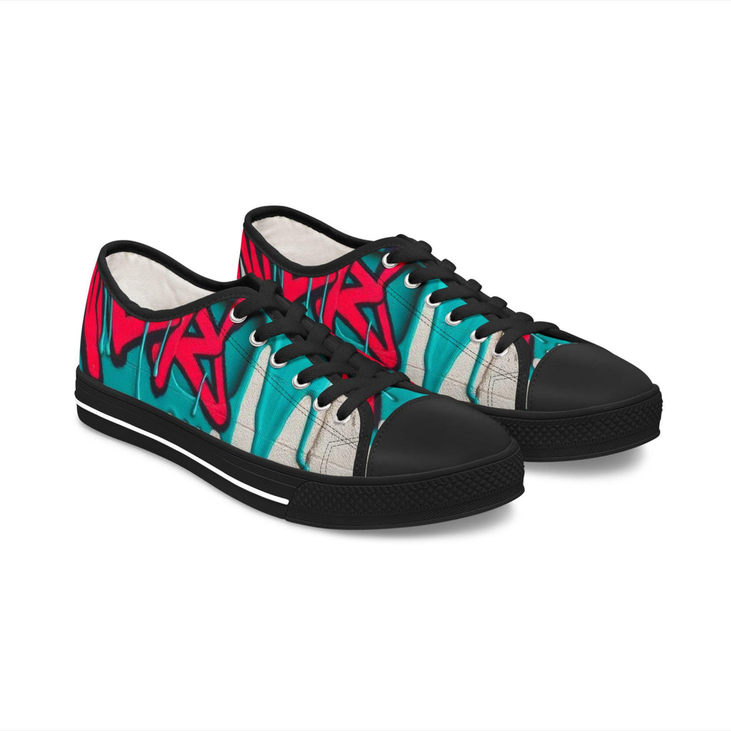 Teal Pink Street Graffiti Women's Low Top Sneakers