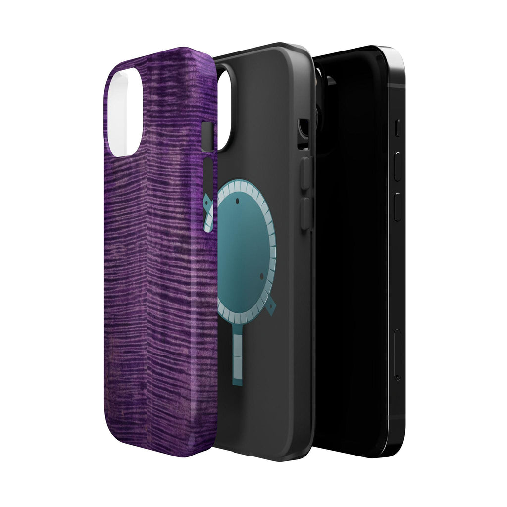 Flamed Maple Purple Woodgrain Phone Case | Magnetic Impact-Resistant Case