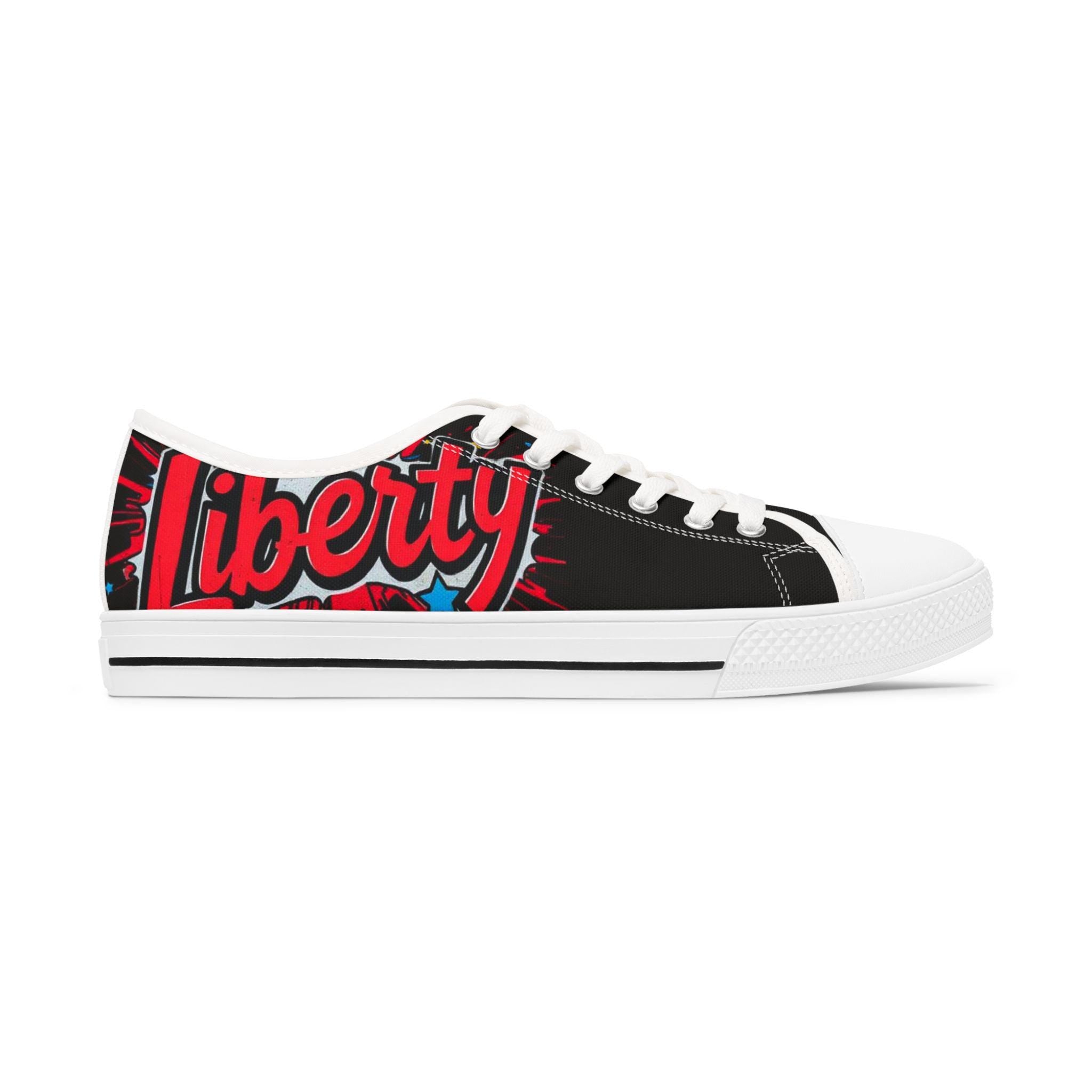 Liberty Script Sneakers | Low Top Sneakers, Retro Red Black Typography