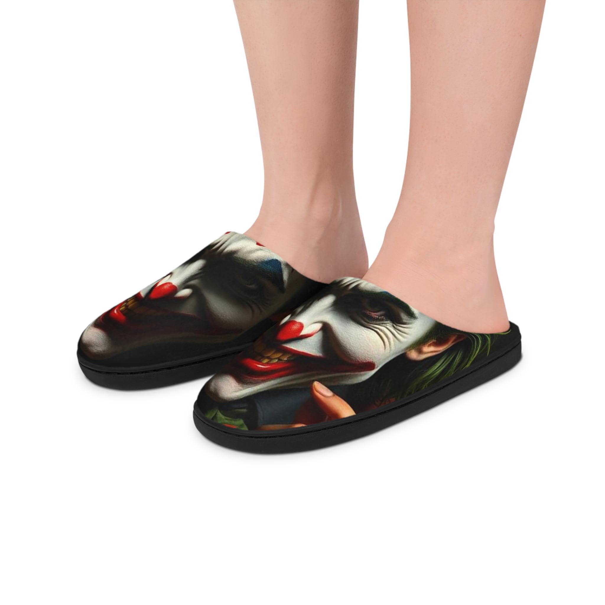 Joker Clown Face Men's Indoor Slippers | Horror Movie Character Slip-Ons