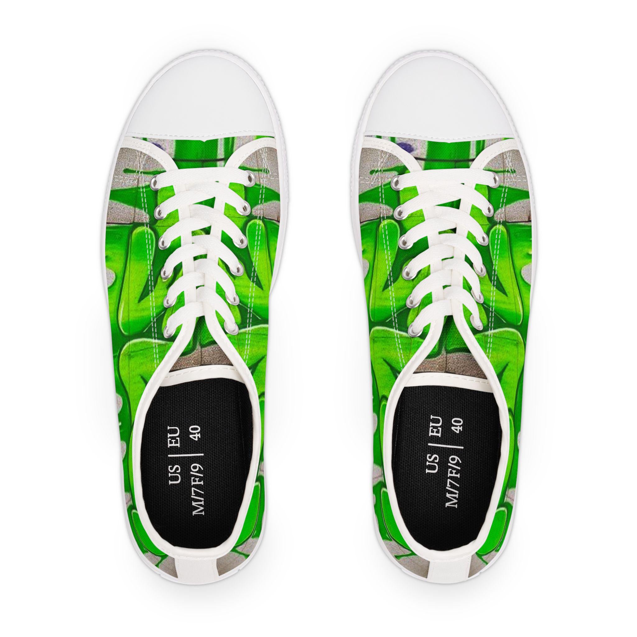 Green Paint Drip Women's Low Top Sneakers | Neon Slime Design