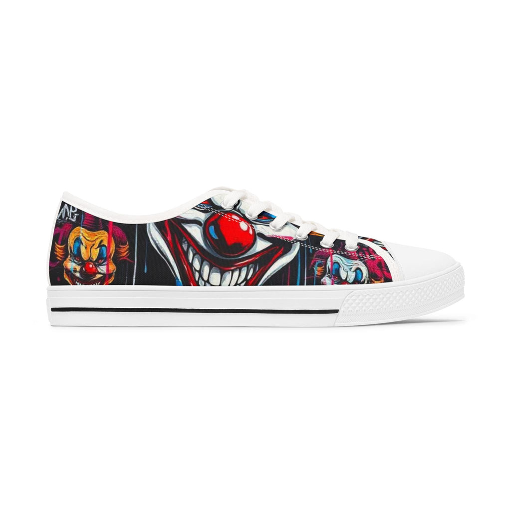 Scary Grinning Clown Sneakers Women's Low Top Sneakers | Horror Circus Pattern