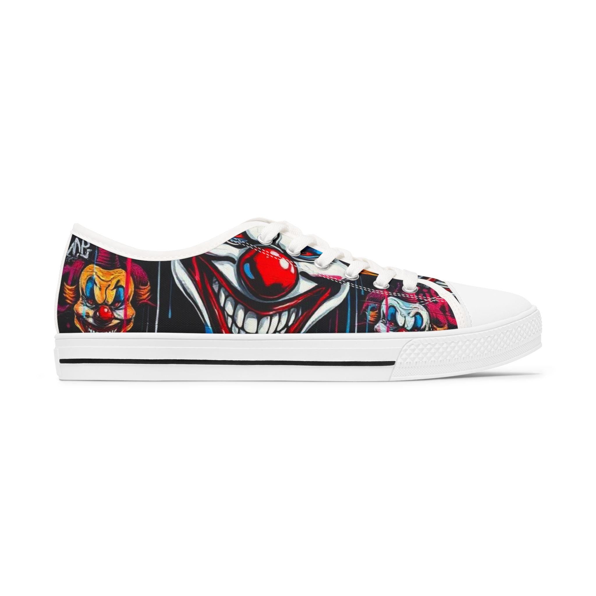 Scary Grinning Clown Sneakers Women's Low Top Sneakers | Horror Circus Pattern