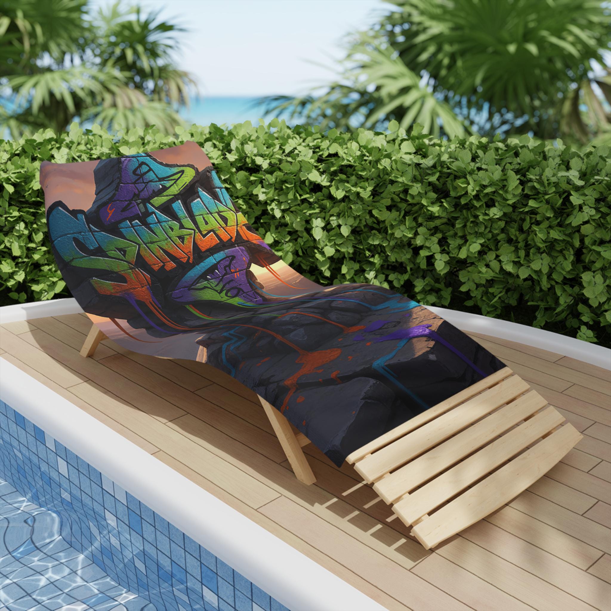 Graffiti Cross Design Beach Towel | Urban Street Art, Dripping Paint