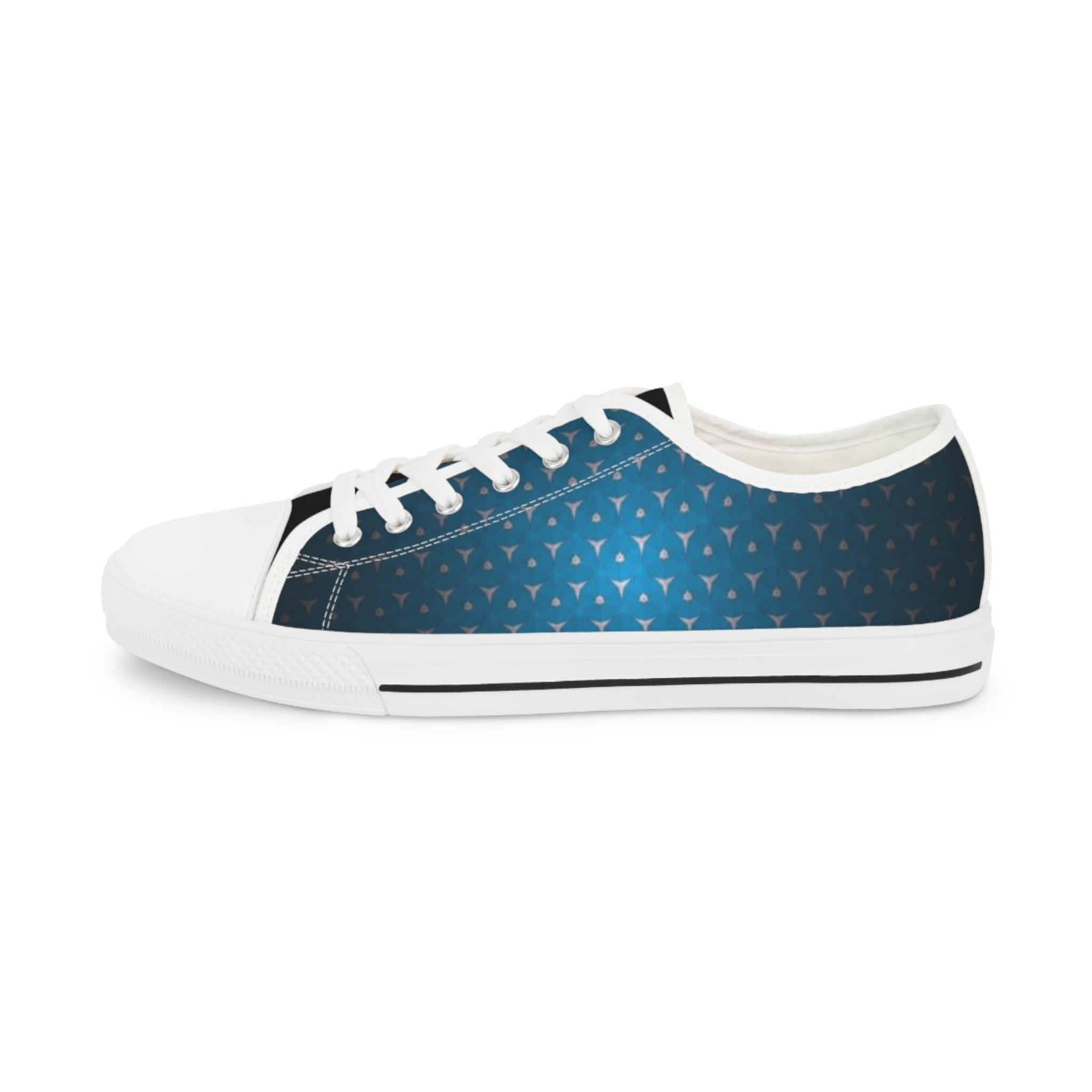 Blue Gradient Triangle Pattern Sneakers | Low Top Shoes