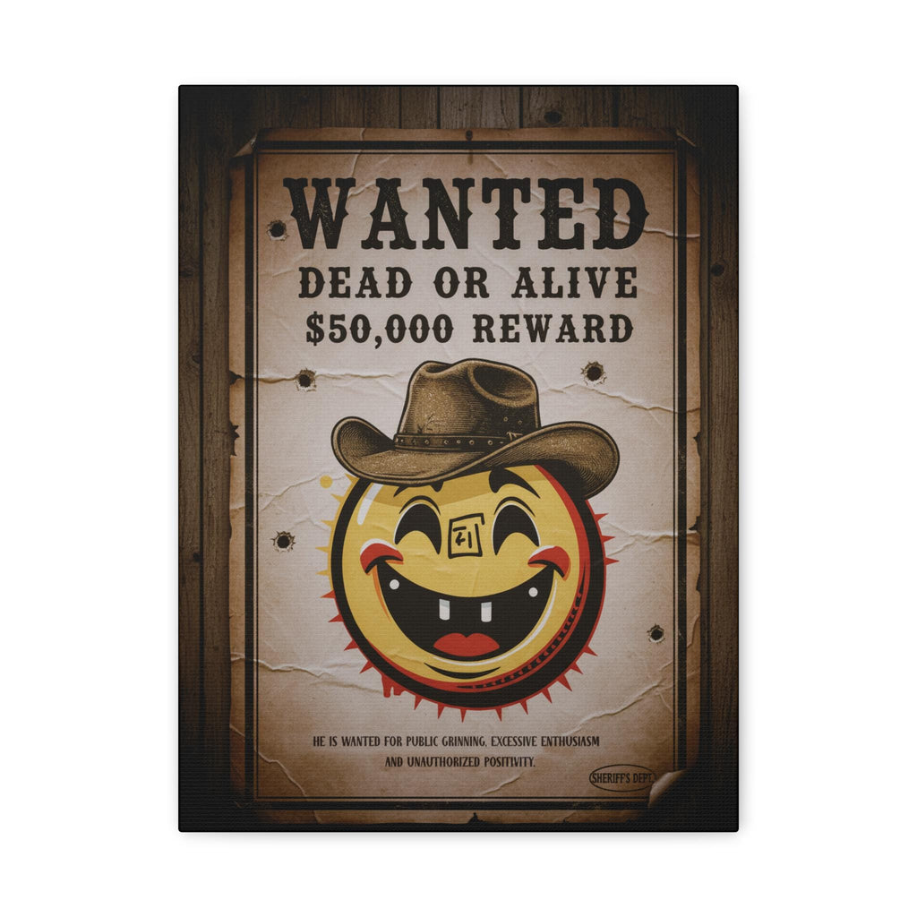 Smiley Cowboy Wanted Poster Canvas