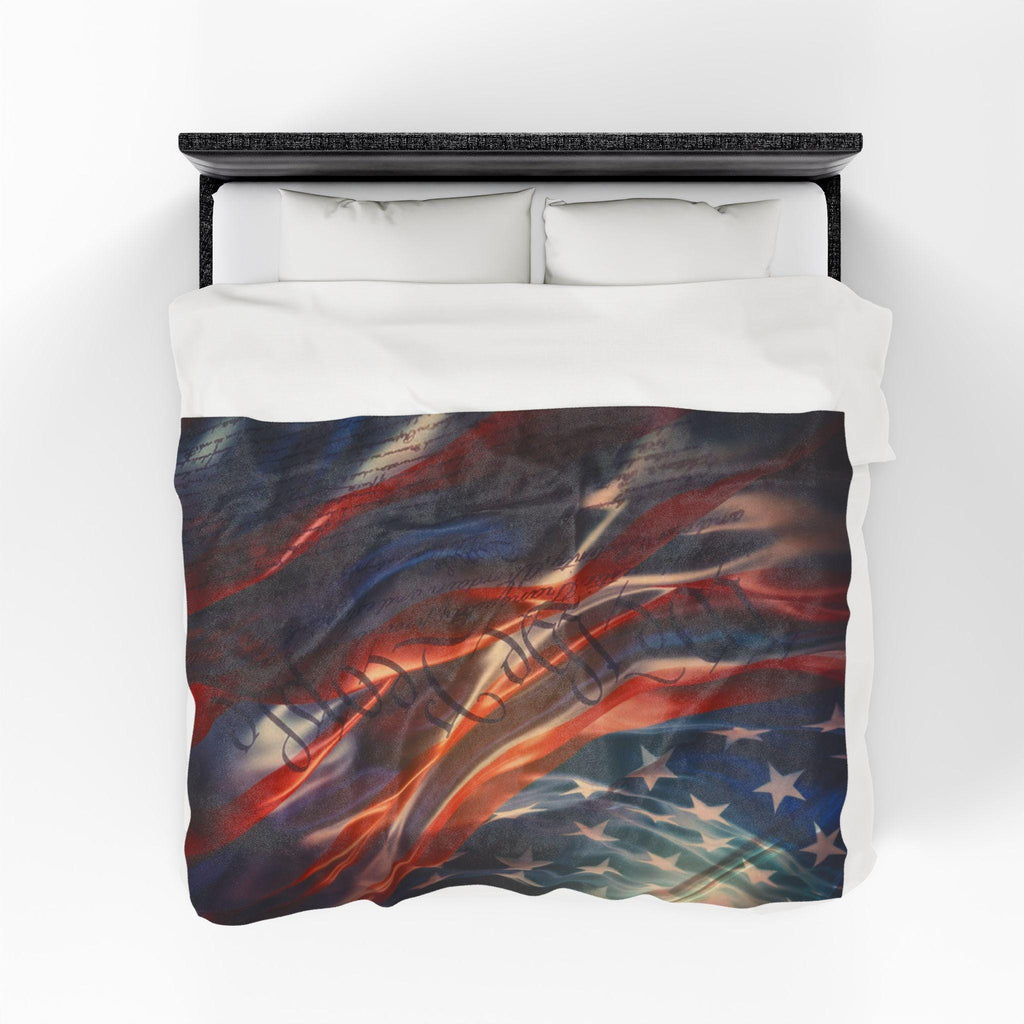 American Flag Wave blanket | Patriotic Stars Stripes Velveteen Plush