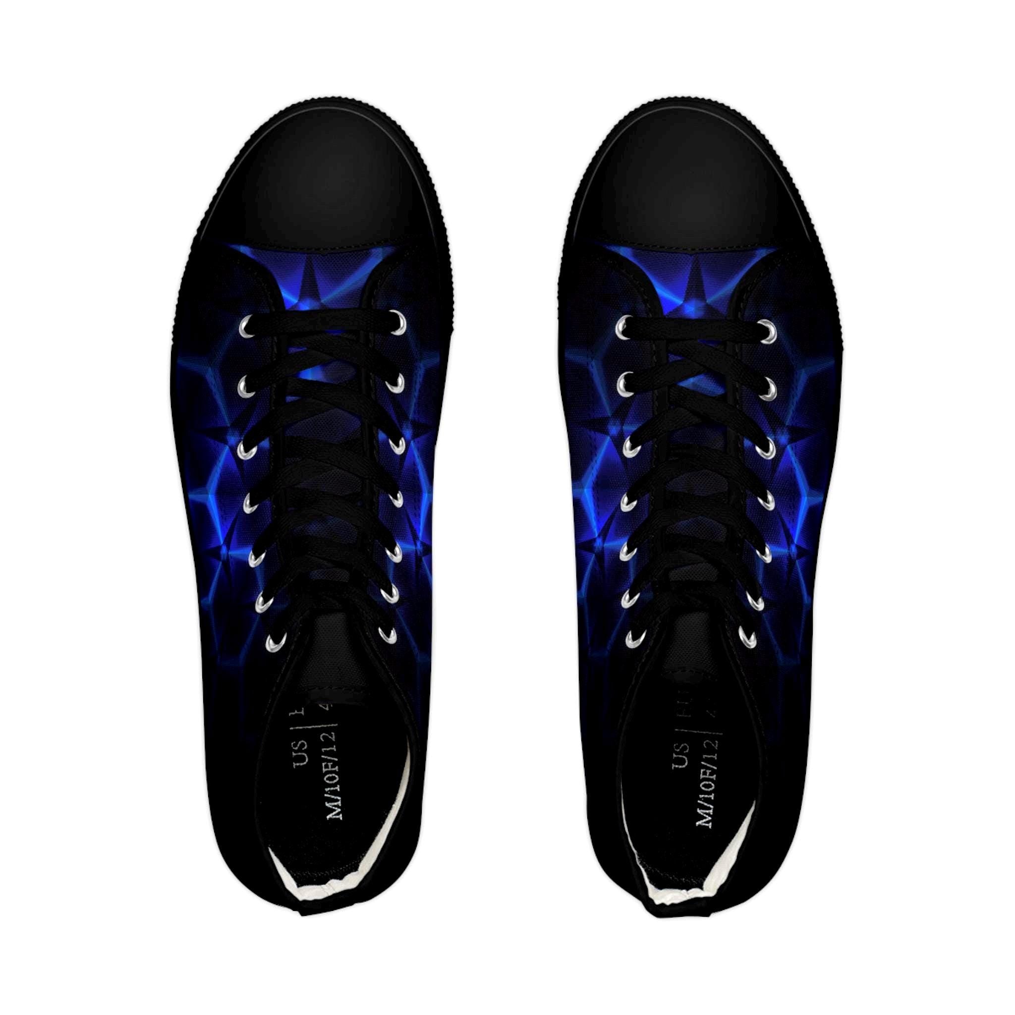 Blue Hexagon Circuit High Top Sneakers | Futuristic Geometric Shoes
