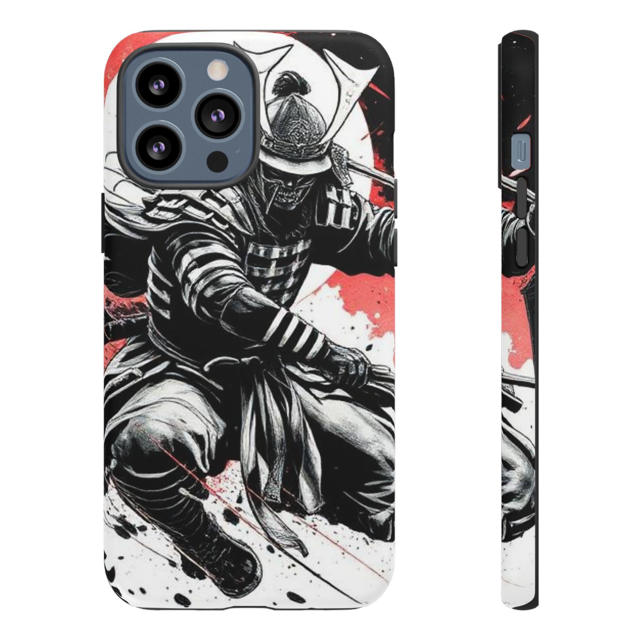 Samurai Warrior phone case | Black red ink splash, Japanese sword art