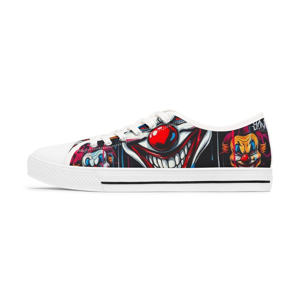 Scary Grinning Clown Sneakers Women's Low Top Sneakers | Horror Circus Pattern