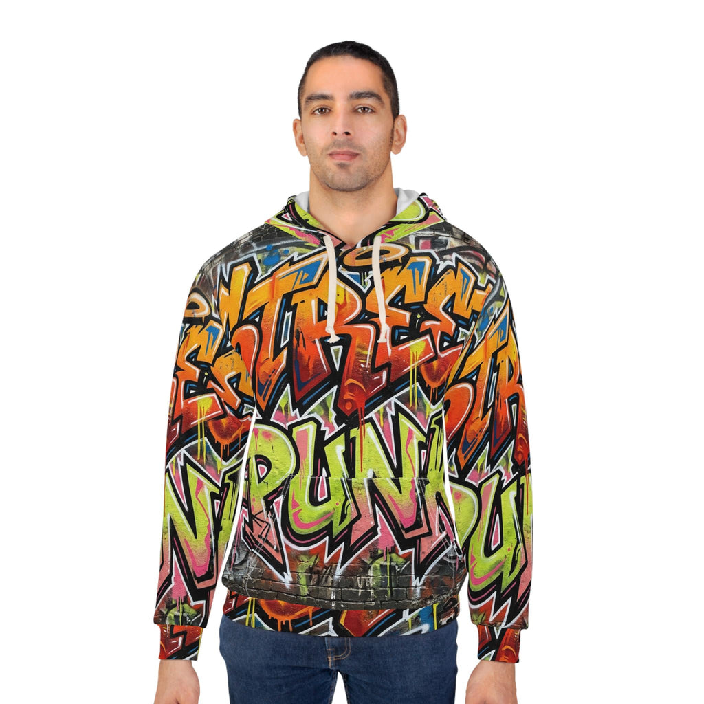 Street Punk Graffiti Hoodie | All-Over Print Urban Art Pullover