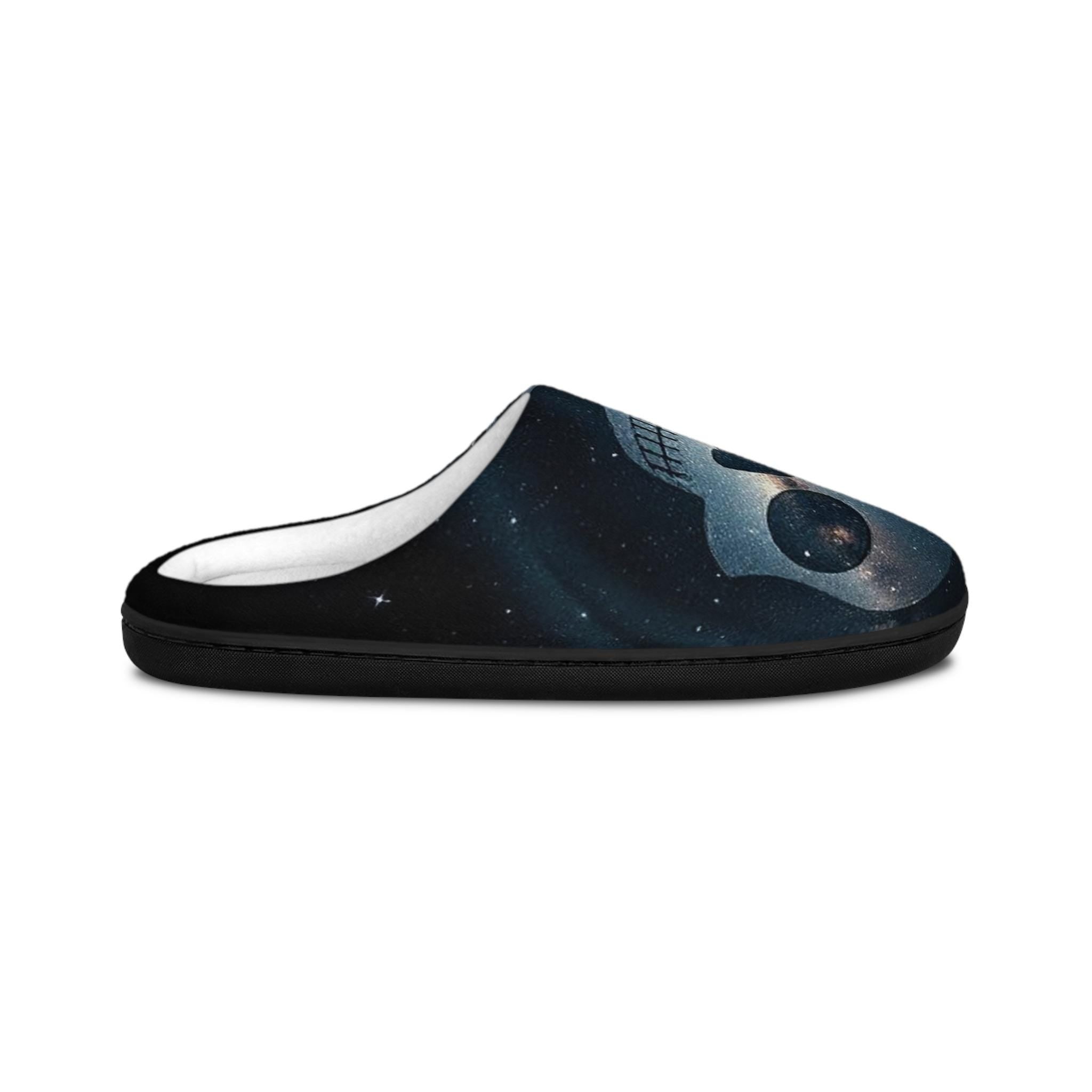 Space Skull Slippers | Men's Cozy Flannel Fleece Indoor Footwear