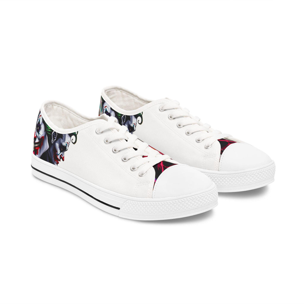 Joker Clown Face Women's Low Top Sneakers | Clown Skull Street Art Shoes