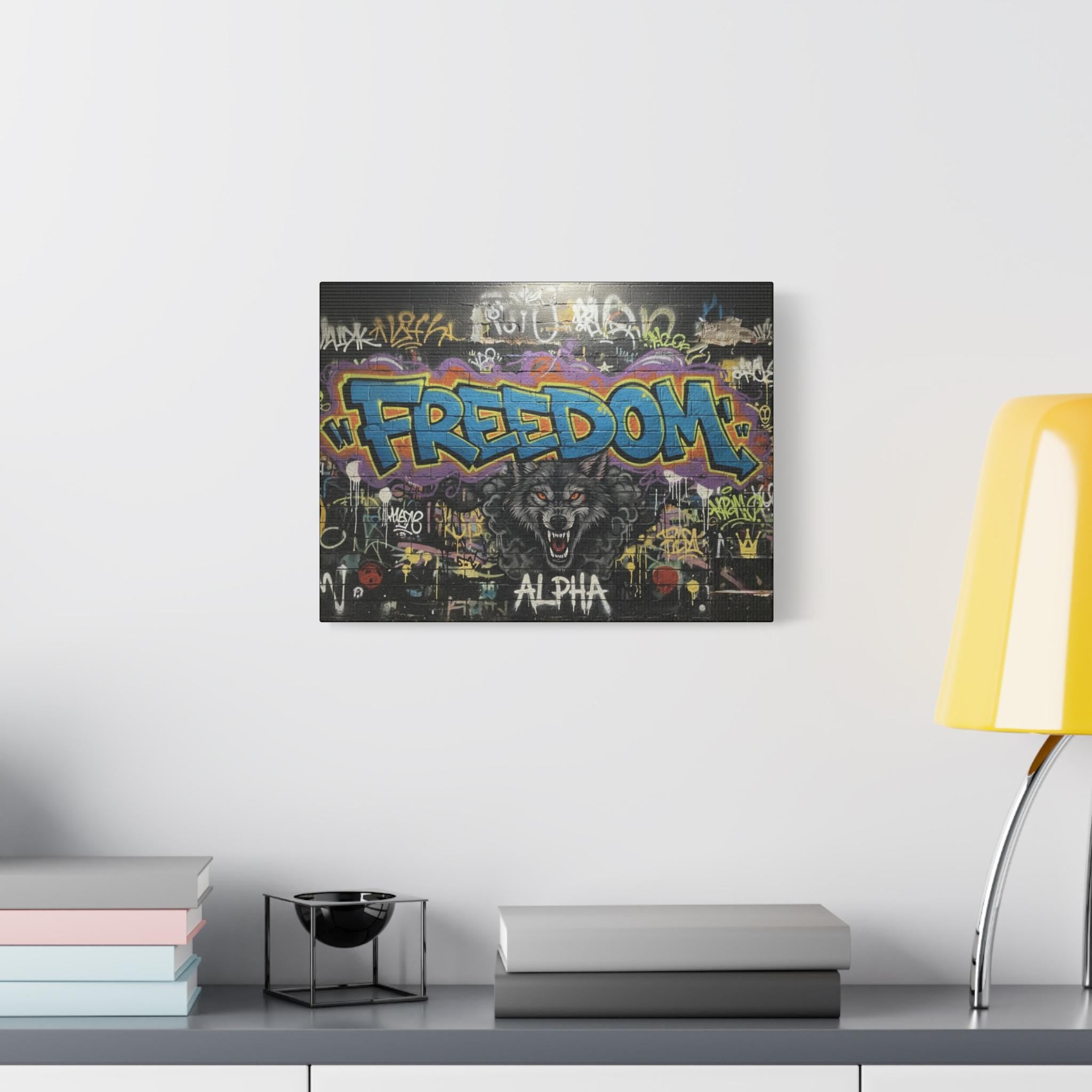 Freedom Wolf Graffiti Matte Canvas
