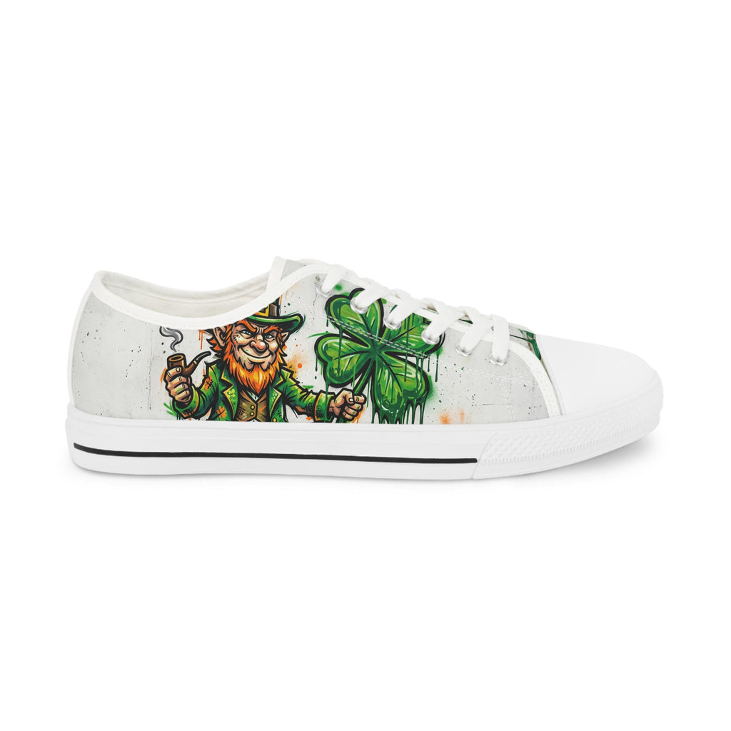 Leprechaun and Shamrocks Men's Low Top Sneakers | St. Patrick's Day Shoes