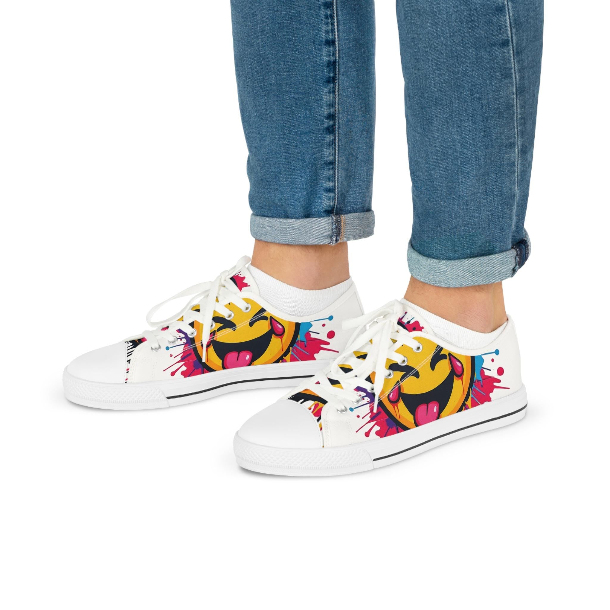 Emoji Tongue Smile Sneakers | Low Top Shoes
