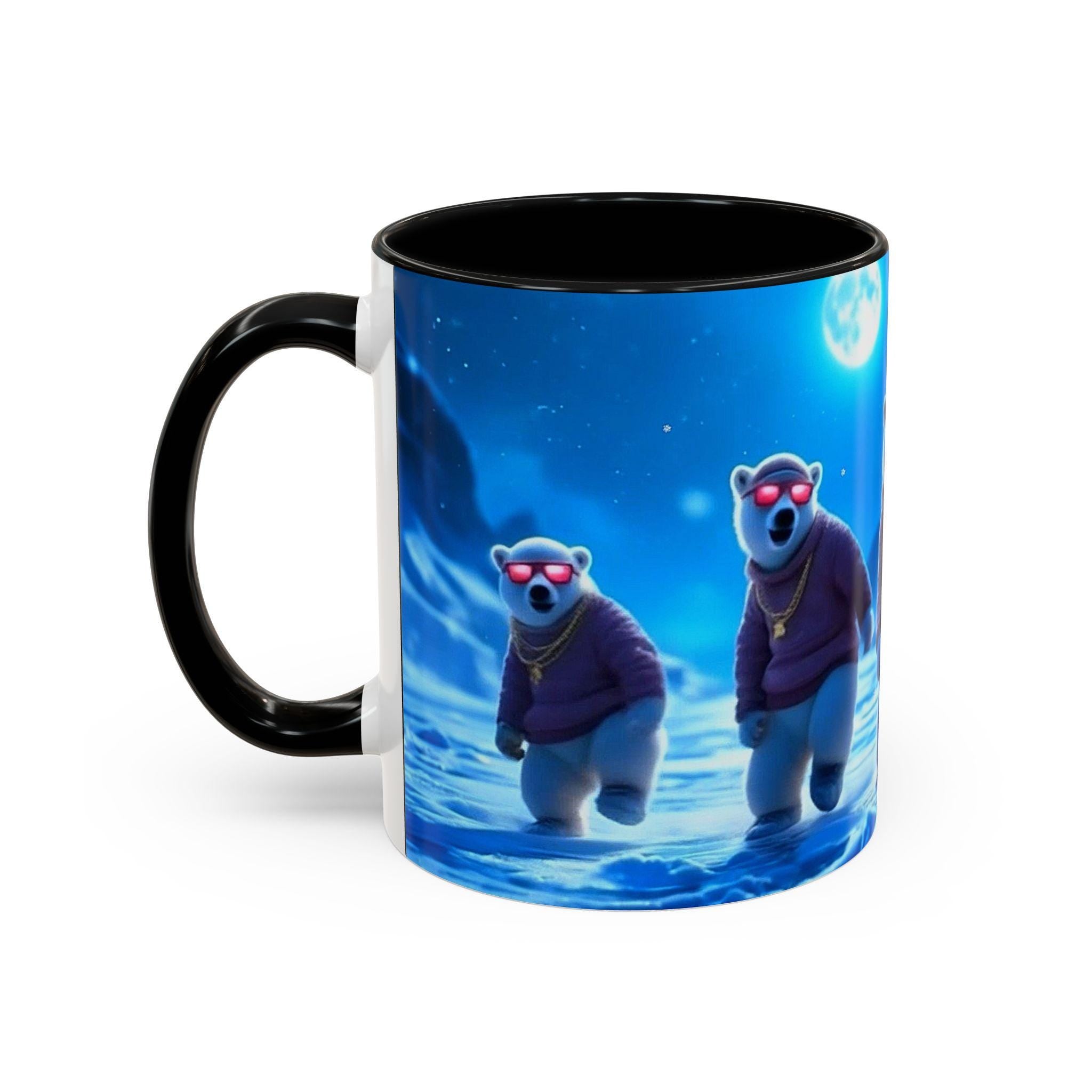Polar Bear Crew Mug | Sunglasses, Snowflakes, Winter Scene (11 oz, 15 oz)