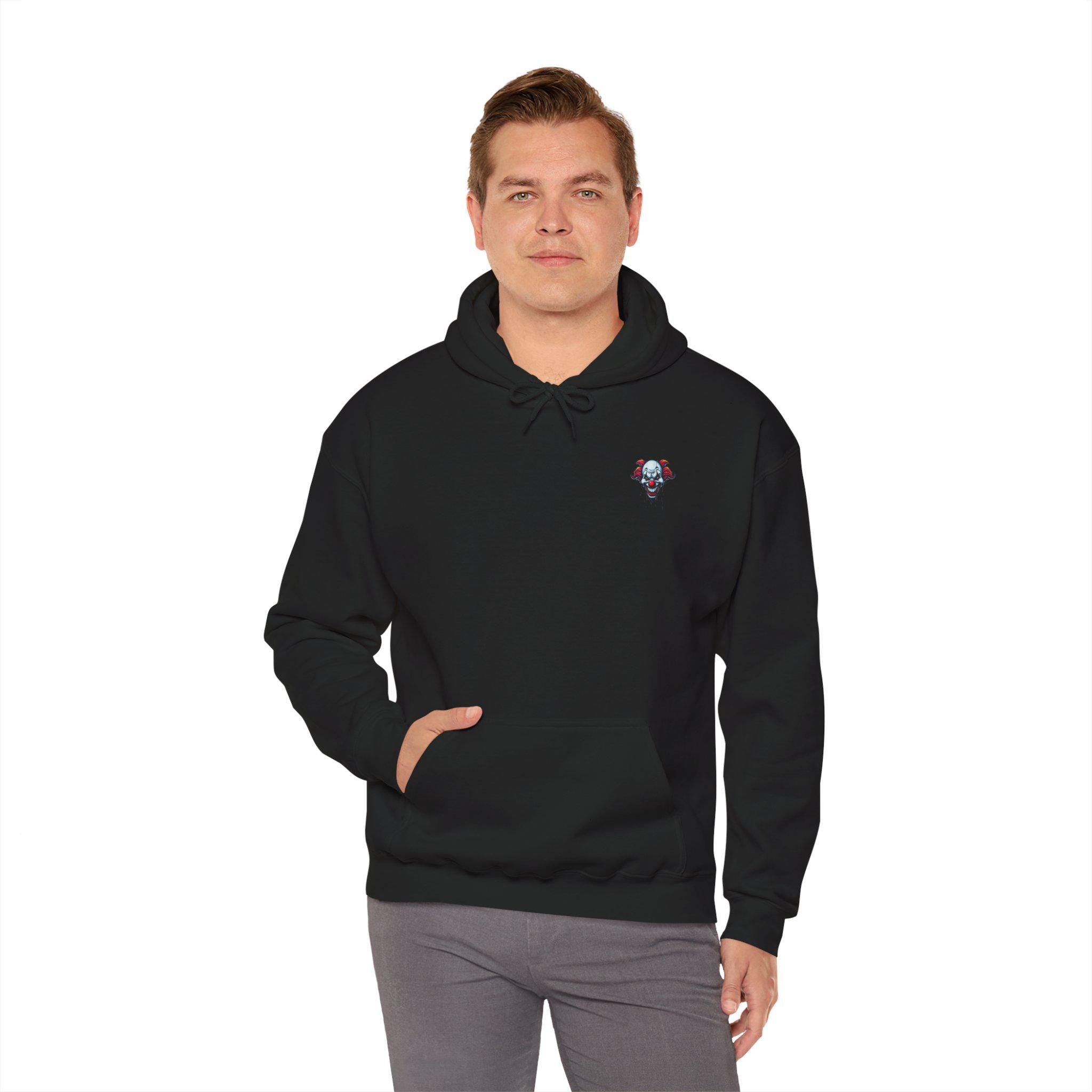 Quit Clownin Face hoodie | Skull Clown Back Graphic Hoodie