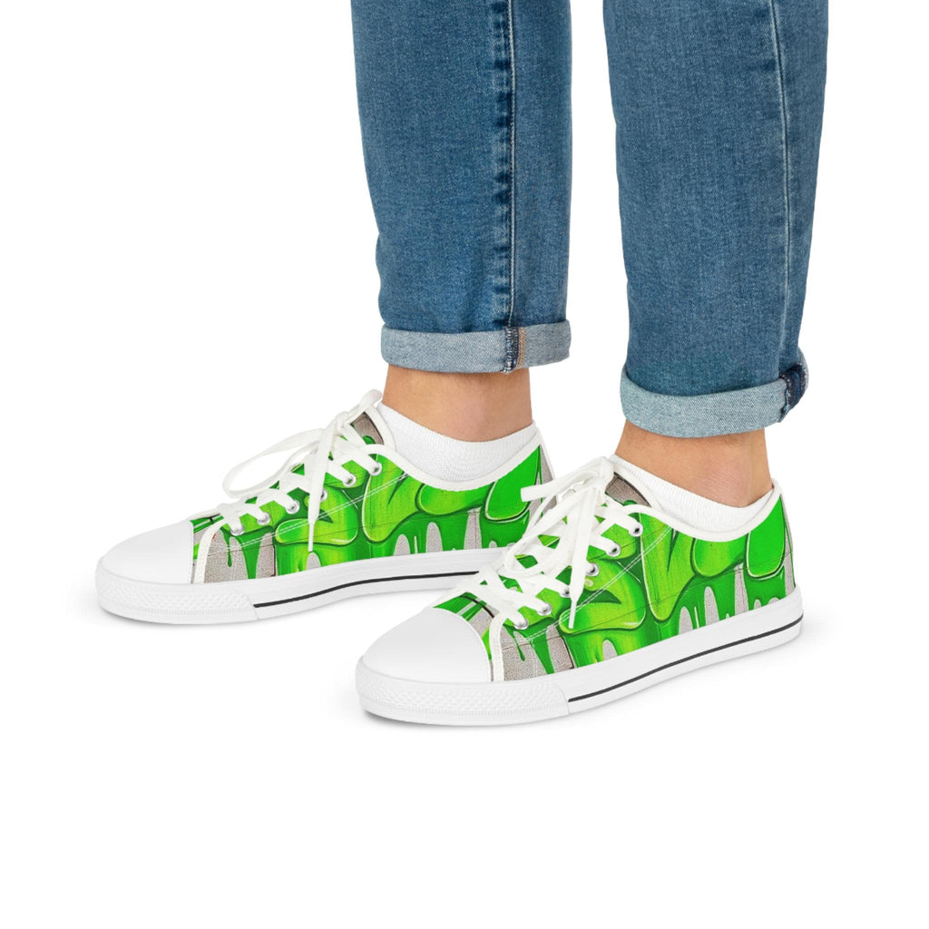 Green Paint Drip Sneakers | Low Top Canvas Shoes