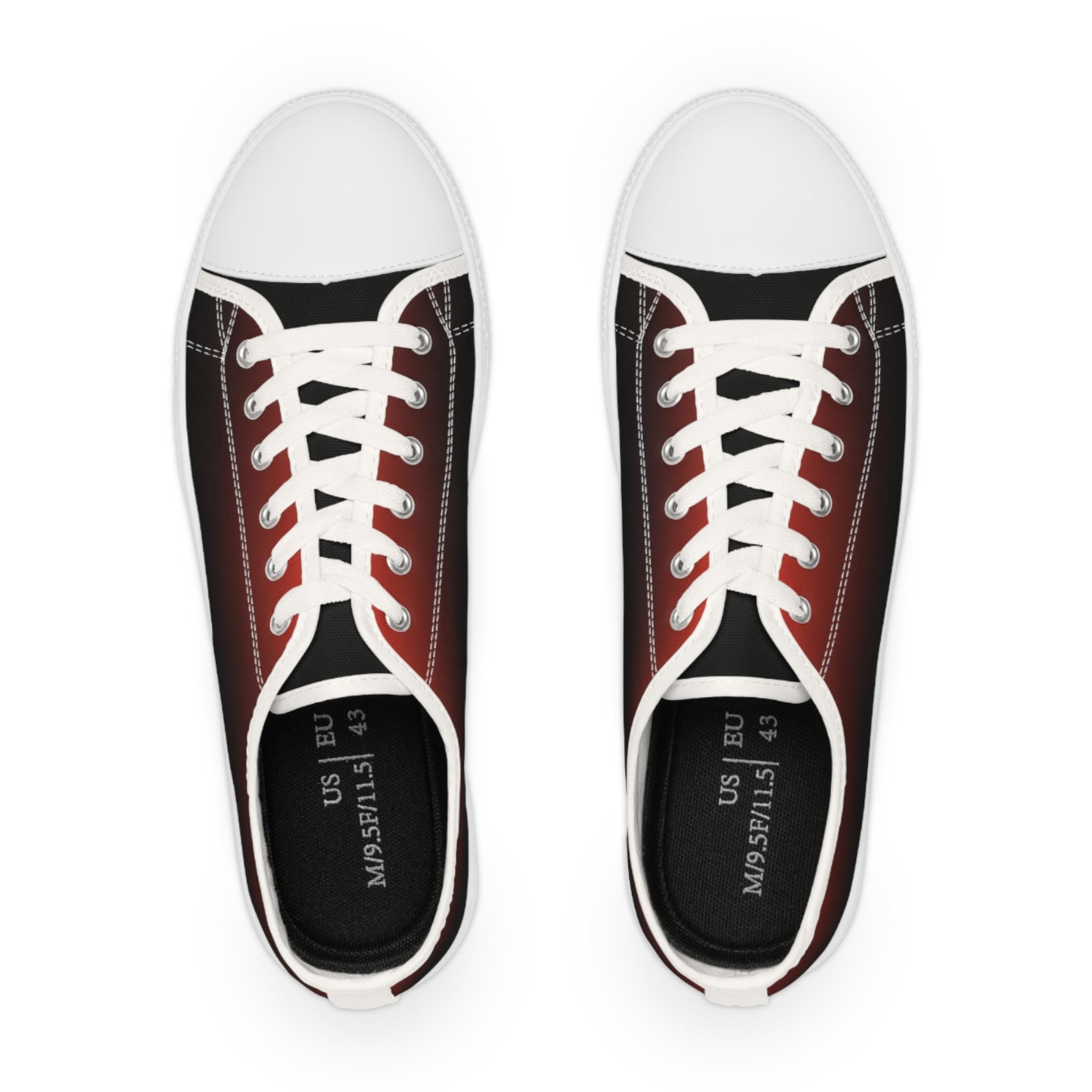 Red Black Ombre Sneakers | Low Top Canvas Shoes