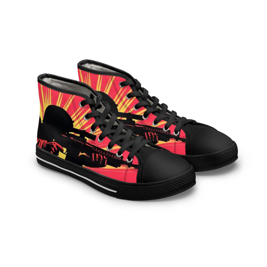 Sunburst Soldier Graphic Women's High Top Sneakers | Music Rocker Shoes