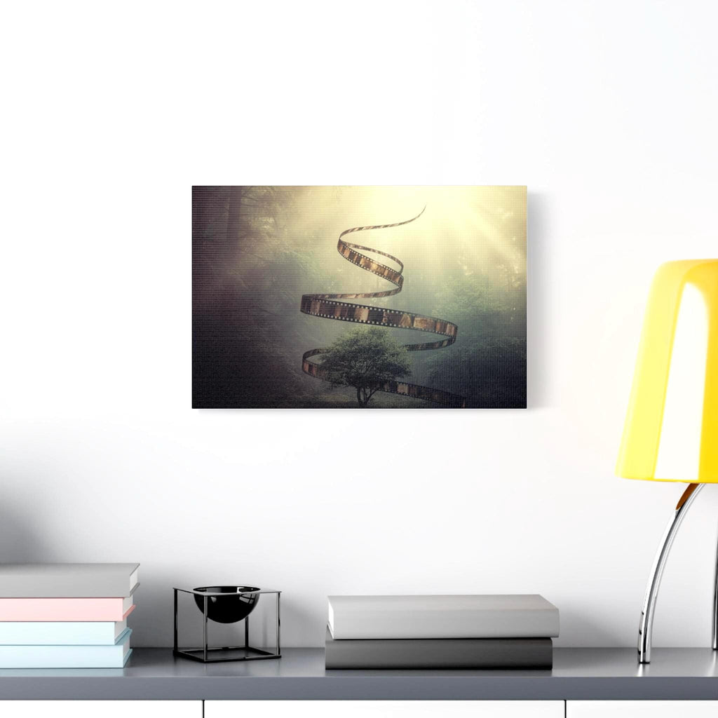 Film Reel Spiral Over Tree Canvas