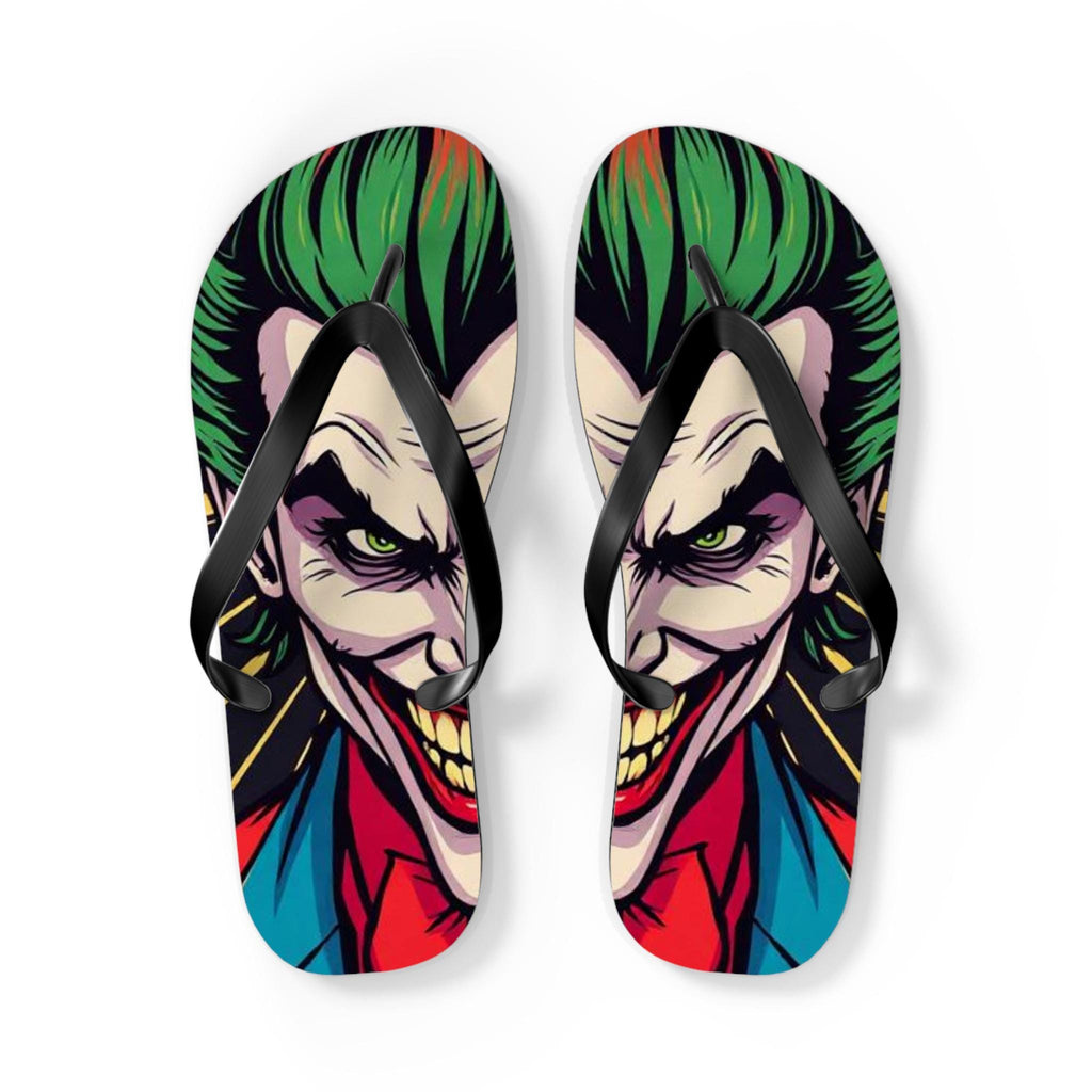 Joker Face Flip Flops | Comic Villain Green Hair