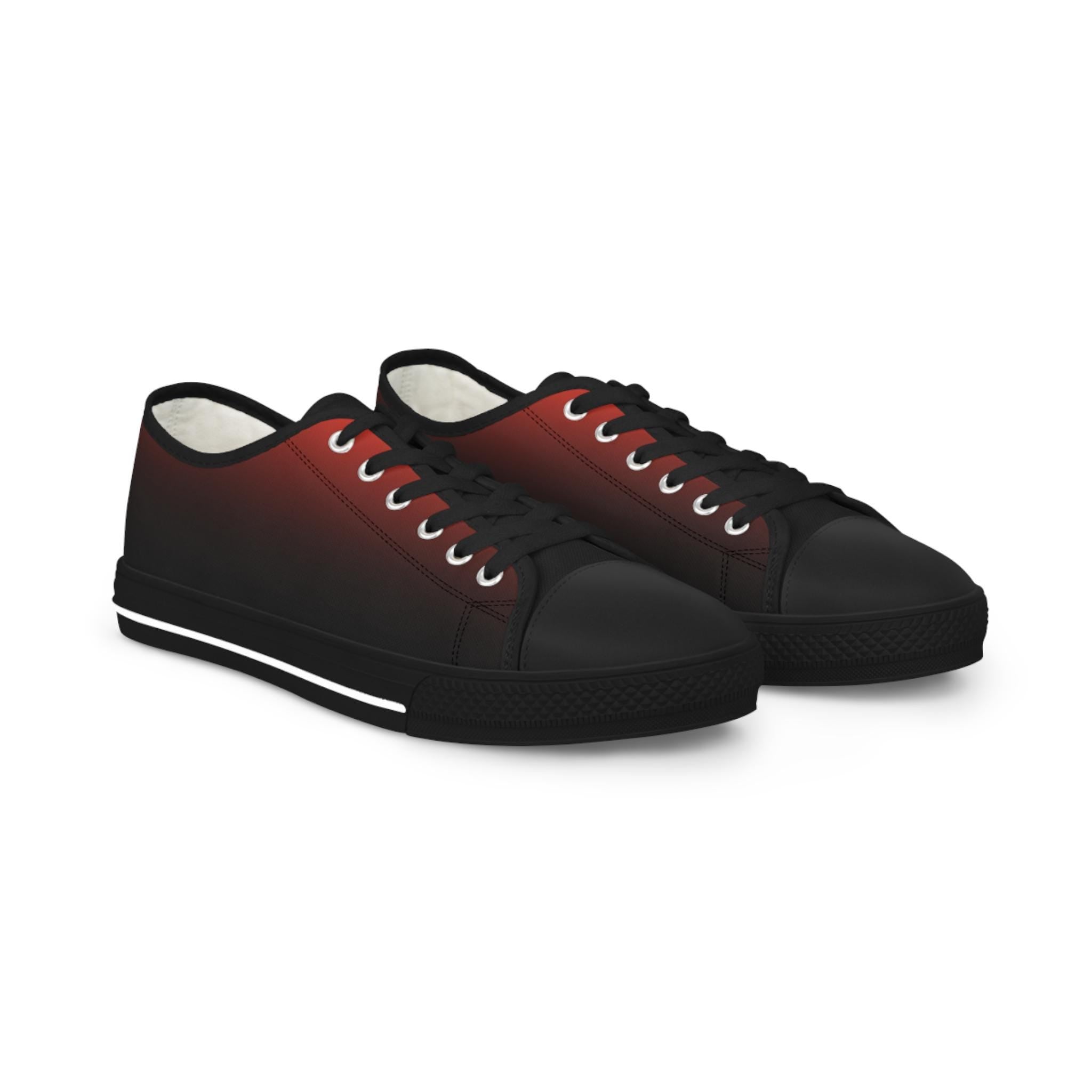 Red Black Ombre Sneakers | Low Top Canvas Shoes