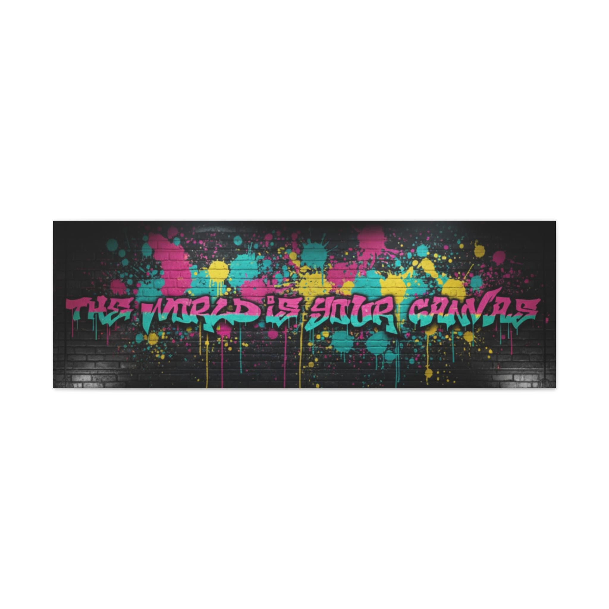 Graffiti Splatter Canvas Art | Pink Teal Street Art Print, Urban Wall Decor