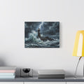 Stormy Lighthouse Matte Canvas | Seascape Wall Art, Lightning Ocean Print