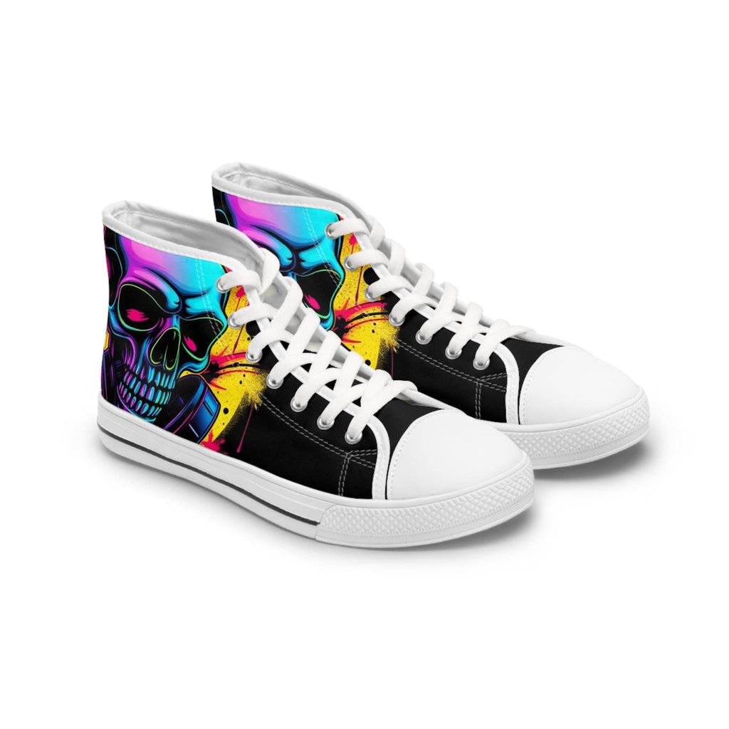 Neon Skull High Top Sneakers | Colorful Grunge Skate Shoes