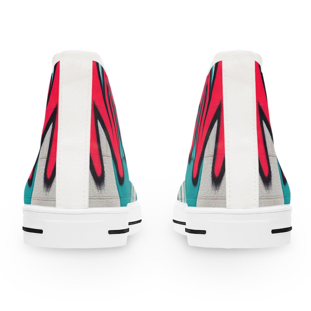 Teal Pink Street Graffiti Women's High Top Sneakers | Street Art Pattern