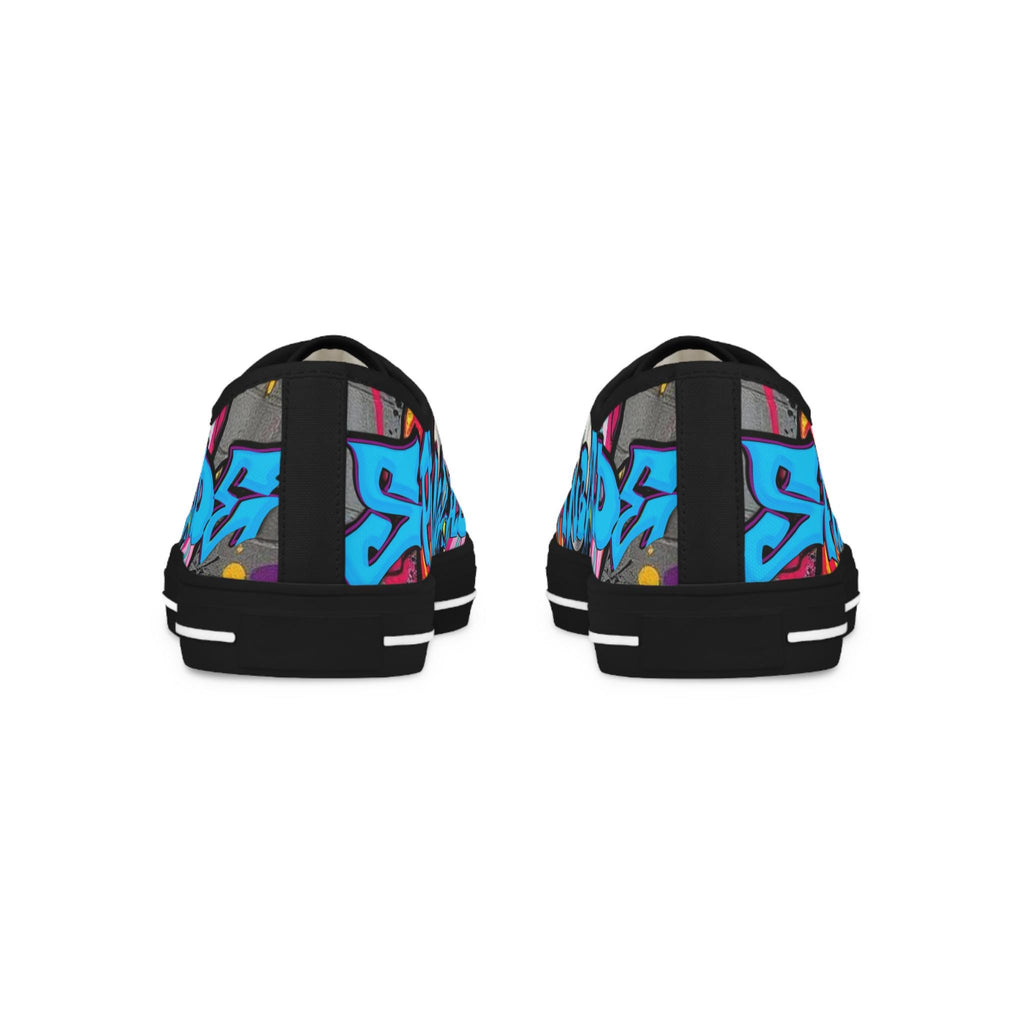 Blue Graffiti Street Art Sneakers | Low Top Canvas Shoes