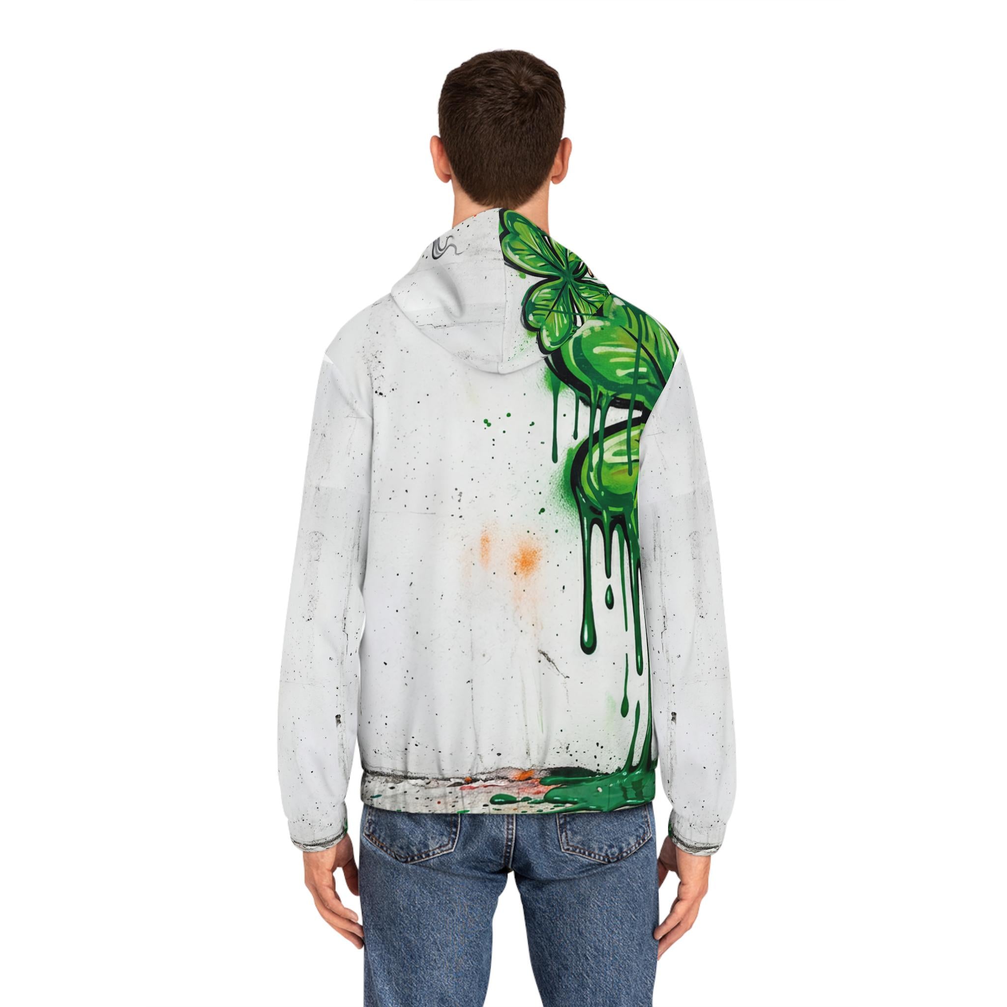 Leprechaun Shamrock Graffiti Hoodie | St. Patrick's Day Street Art Full-Zip
