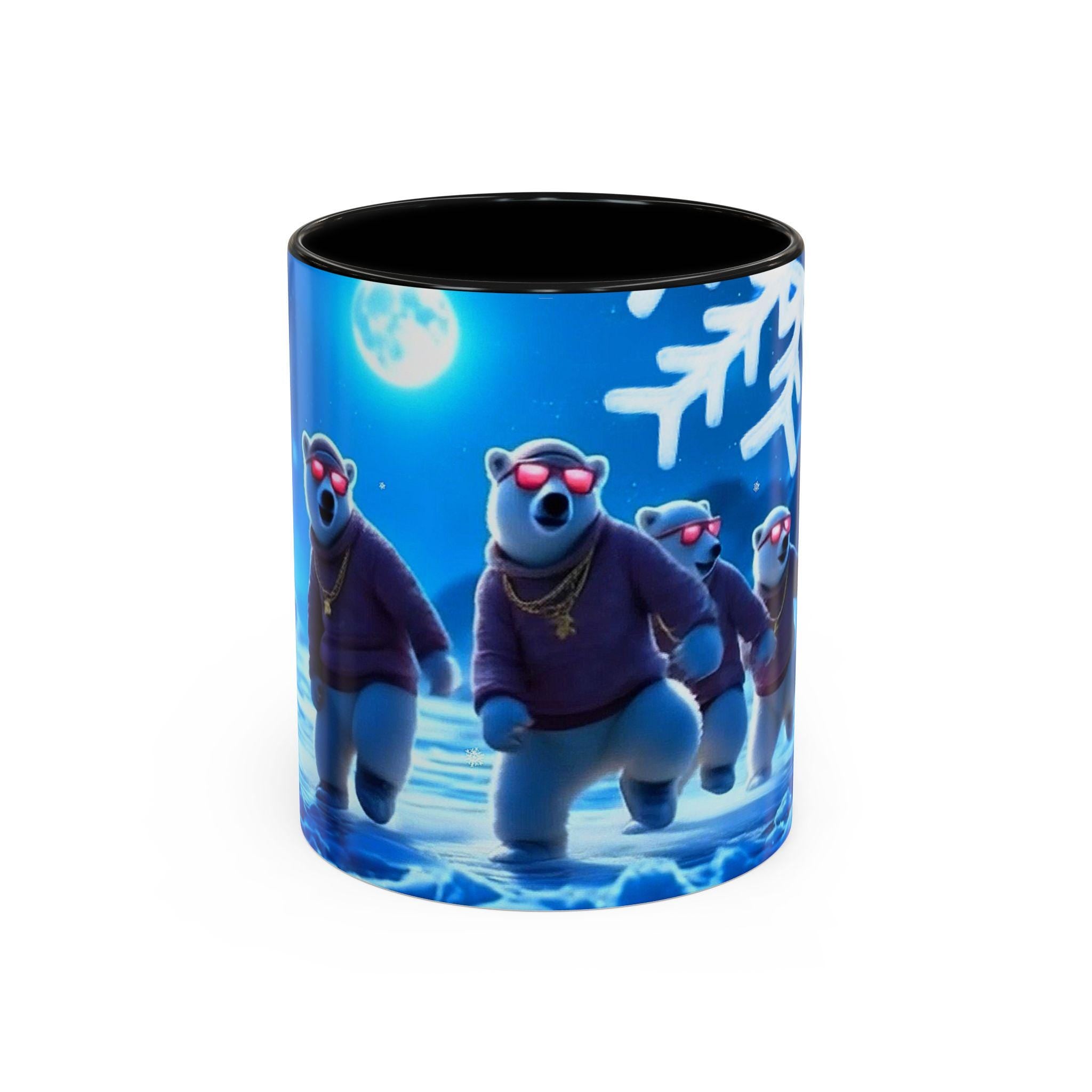 Polar Bear Crew Mug | Sunglasses, Snowflakes, Winter Scene (11 oz, 15 oz)