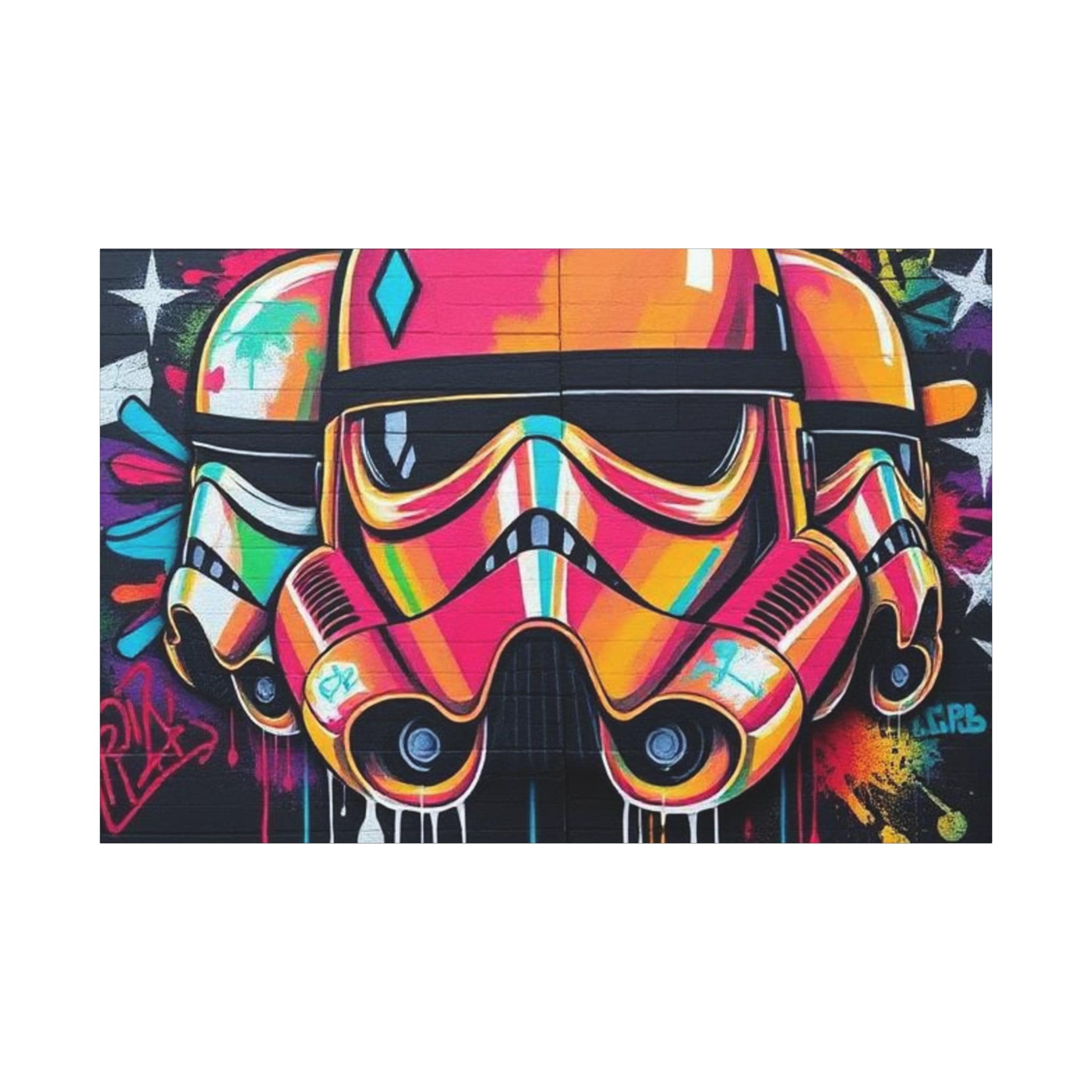 Neon Graffiti Space Trooper Canvas | Matte Stretched Wall Art