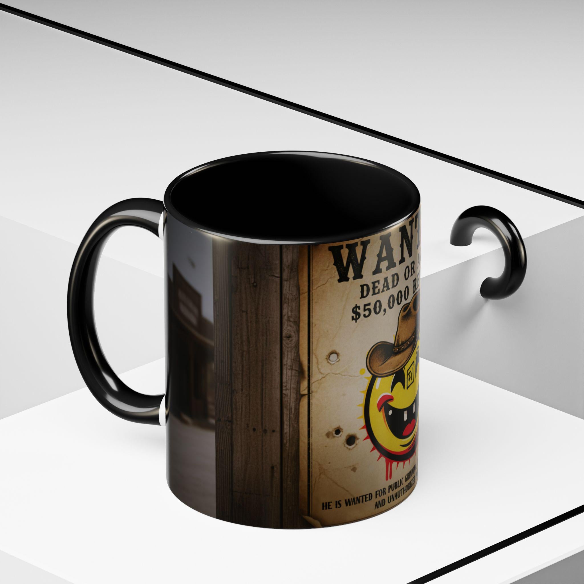 Wanted Smiley Cowboy Poster Accent Coffee Mug | 11oz or 15oz
