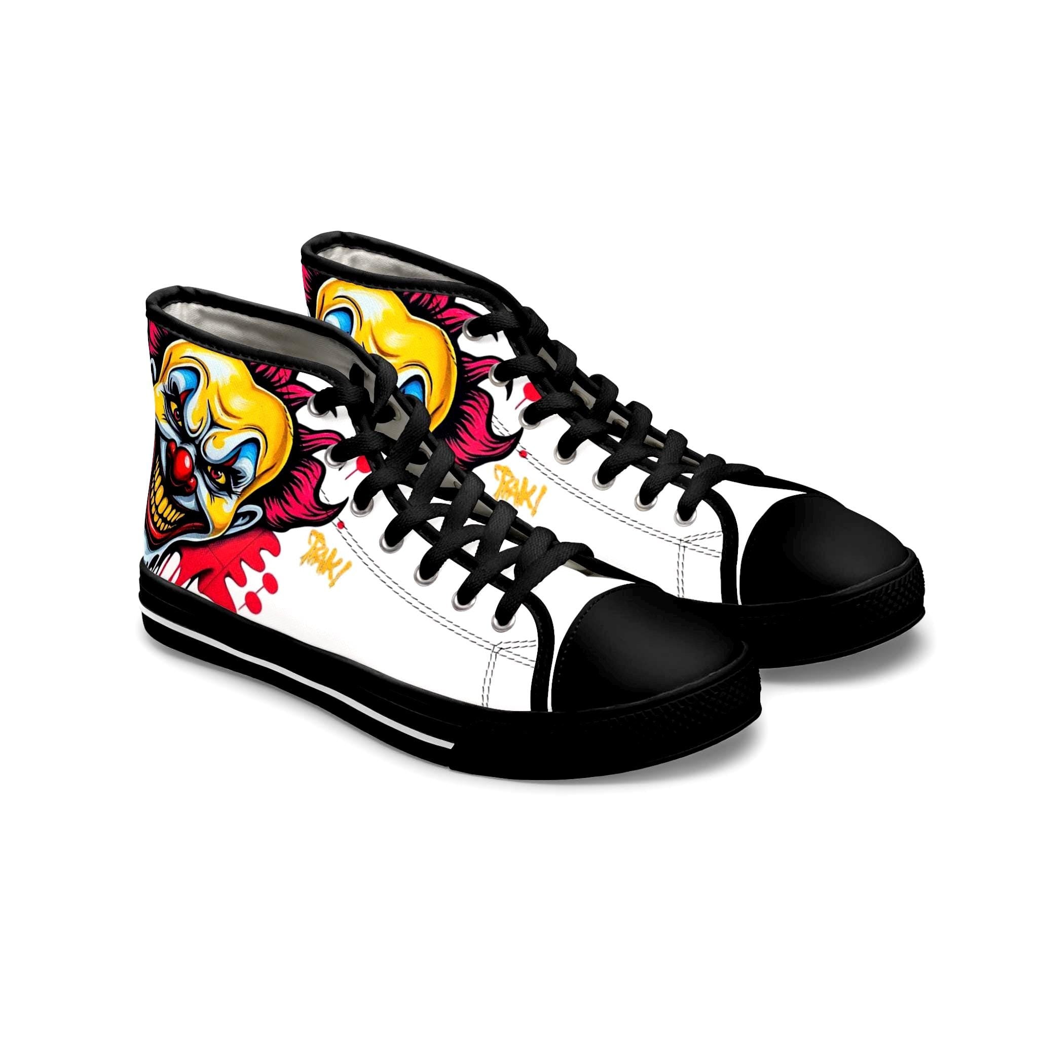 Evil Circus Clown High Top Sneakers | Horror Joker Illustration Shoes