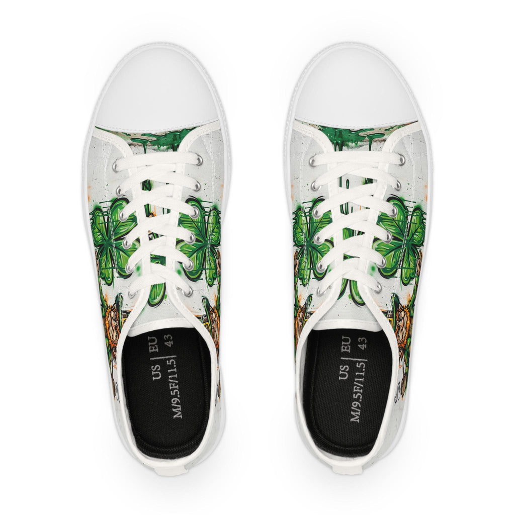 Leprechaun and Shamrocks Men's Low Top Sneakers | St. Patrick's Day Shoes
