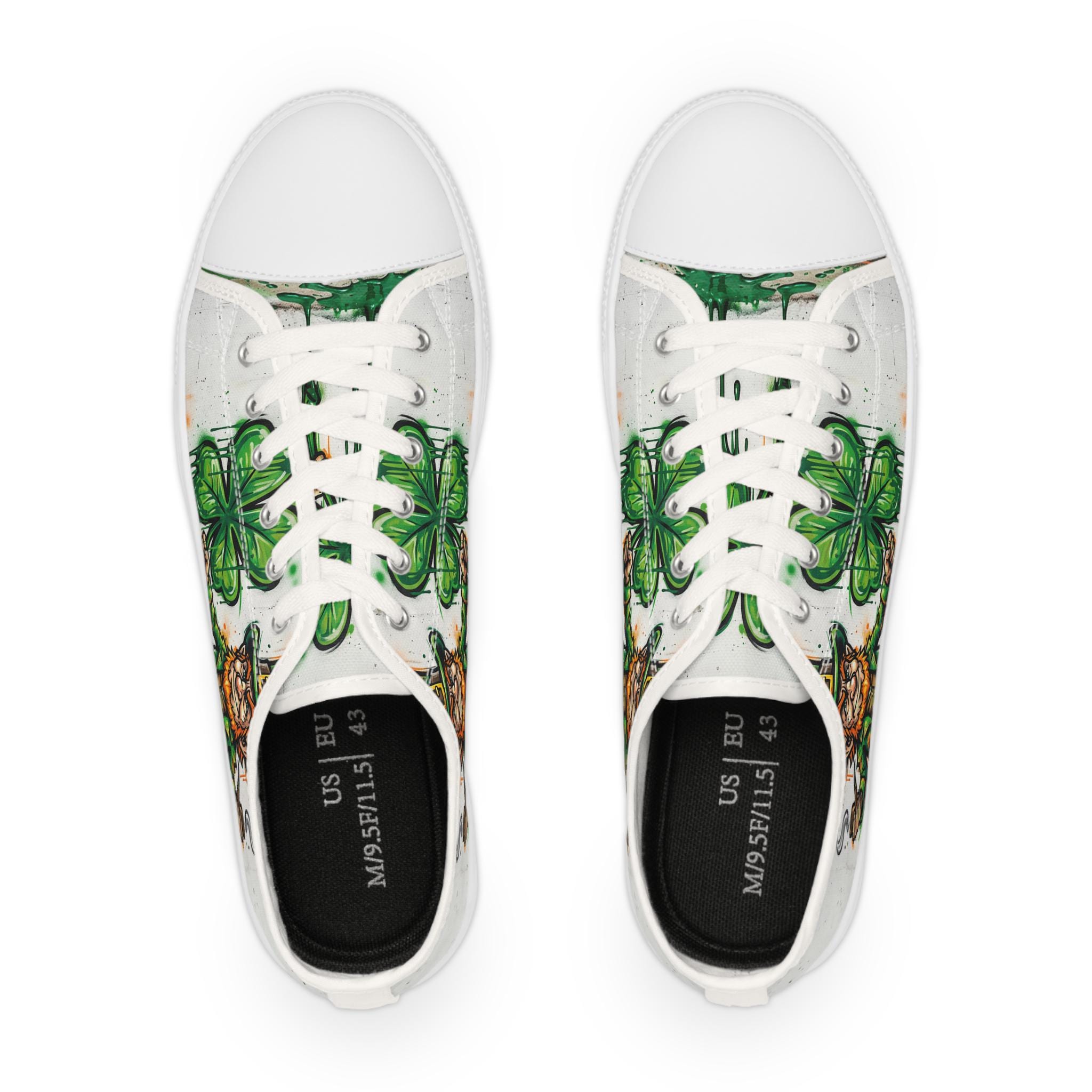 Leprechaun and Shamrocks Men's Low Top Sneakers | St. Patrick's Day Shoes