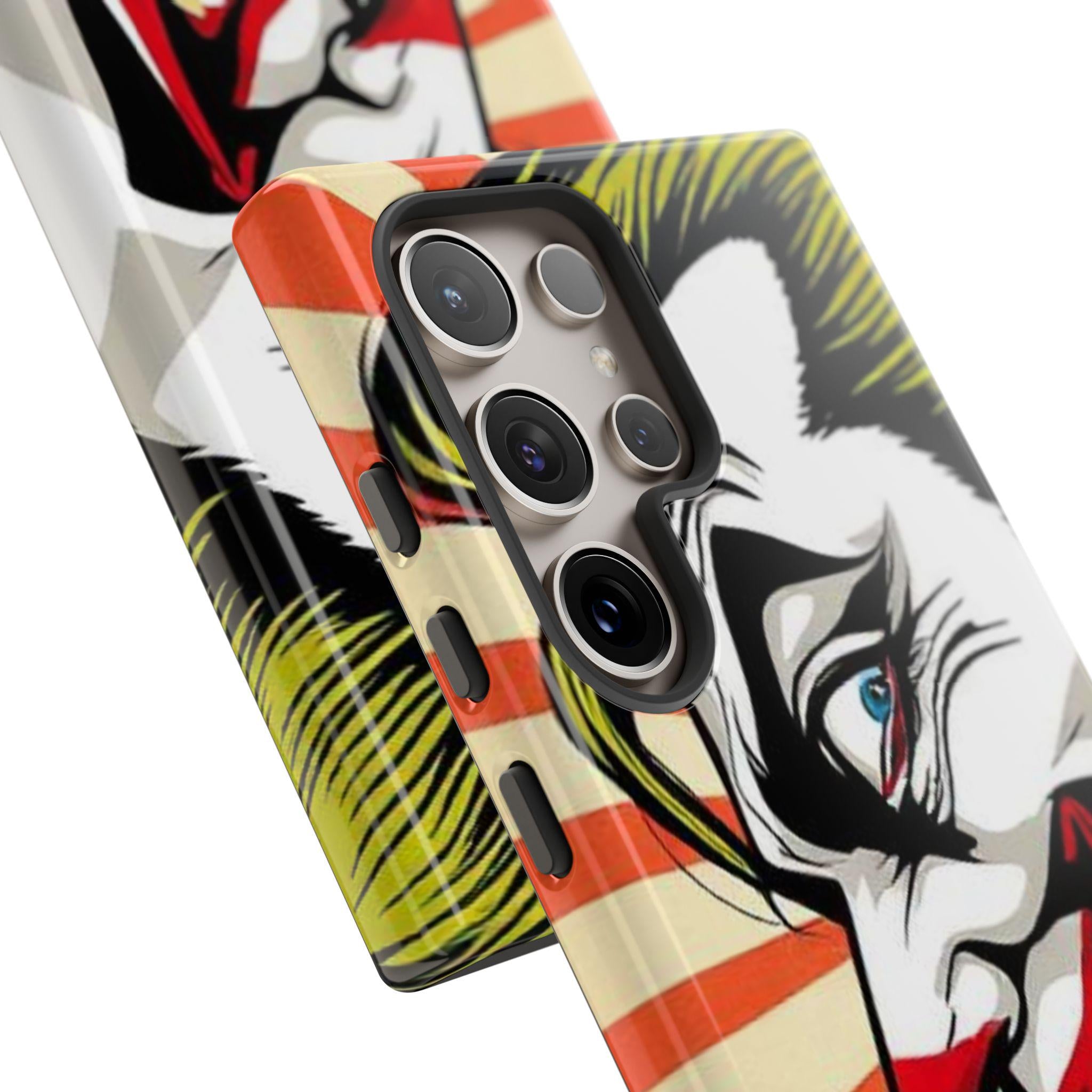 Evil Joker Face Tough Cases | Joker Grin Phone Case, Red Rays Design