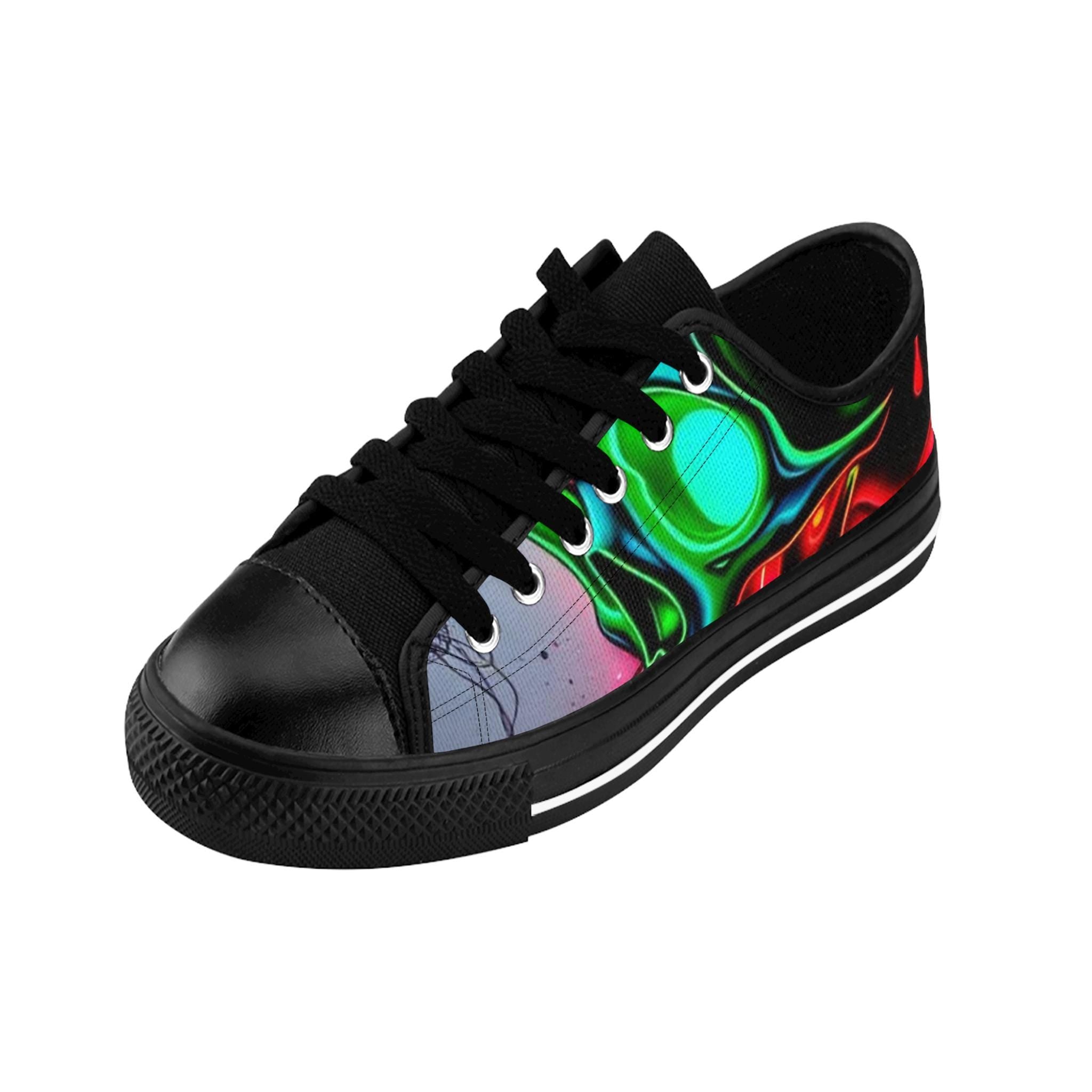 Neon Green Skull Abstract Women's Sneakers | Colorful Electric Pattern