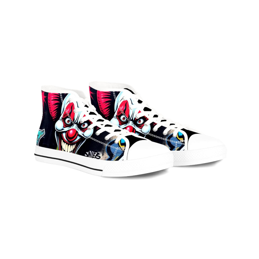 Creepy Clown Graffiti Face High Top Sneakers | Horror Skate Shoe
