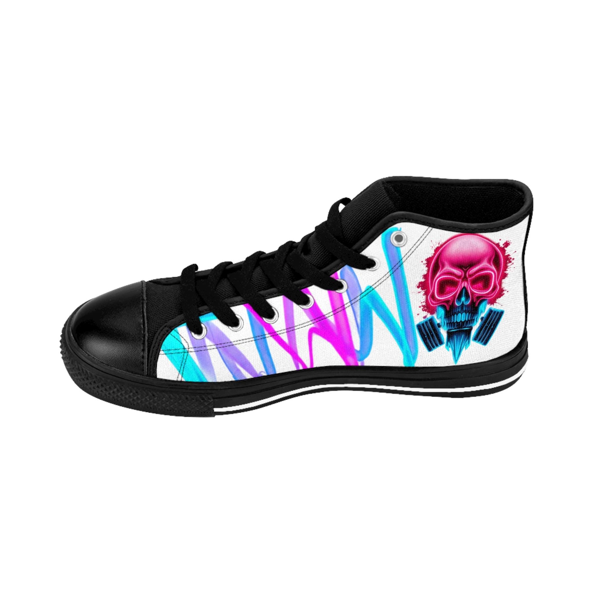 Neon Skull Graffiti Sneakers | High-Top Sneakers