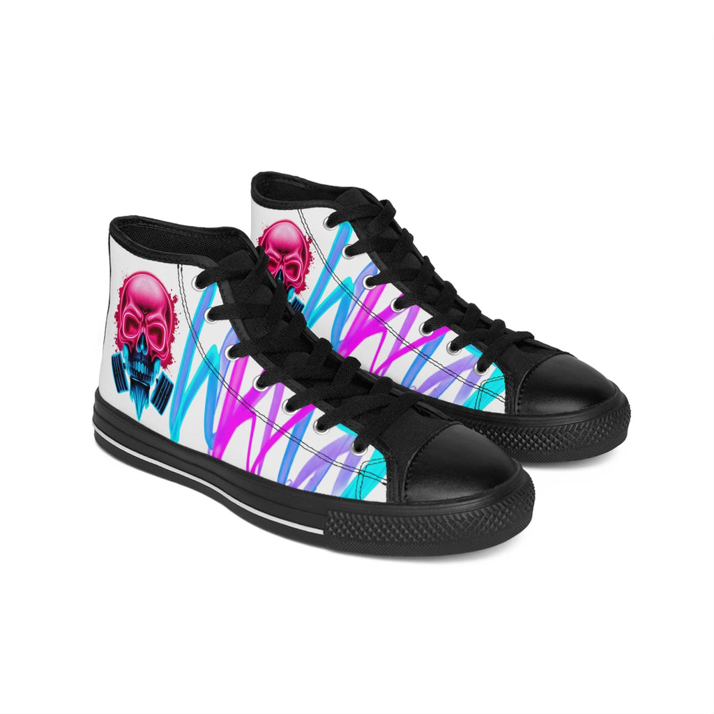 Neon Skull Graffiti Sneakers | High-Top Sneakers