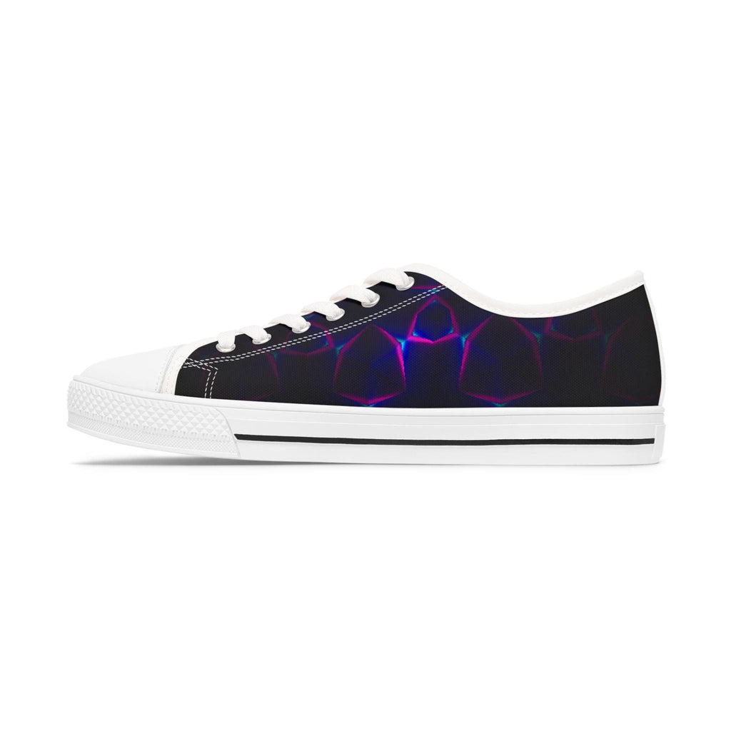Neon Plasma Pattern Women's Low Top Sneakers | Purple Blue Galaxy Circles