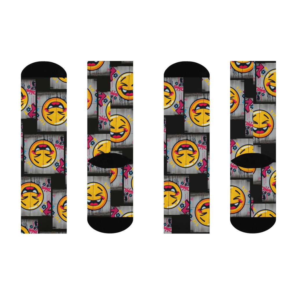 Laughing Emoji Graffiti Socks | Crew Socks