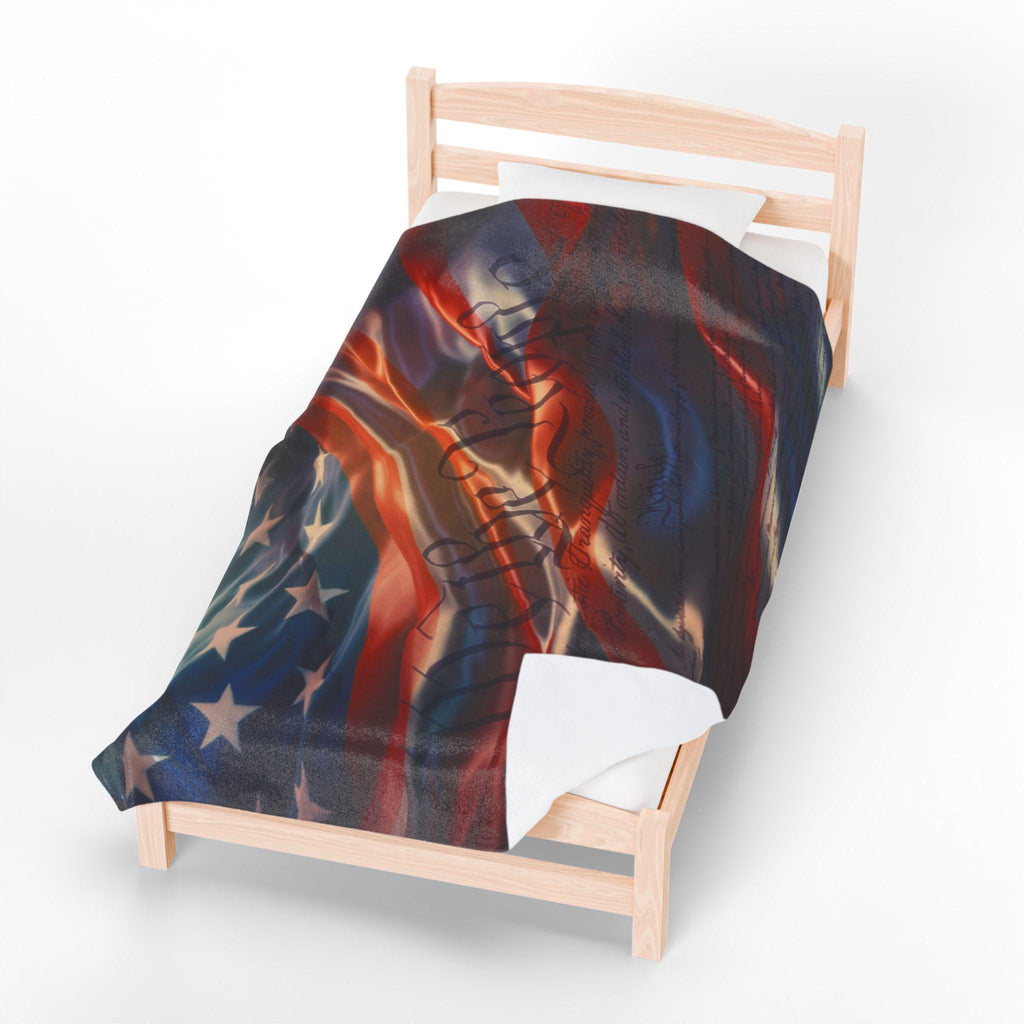American Flag Wave blanket | Patriotic Stars Stripes Velveteen Plush