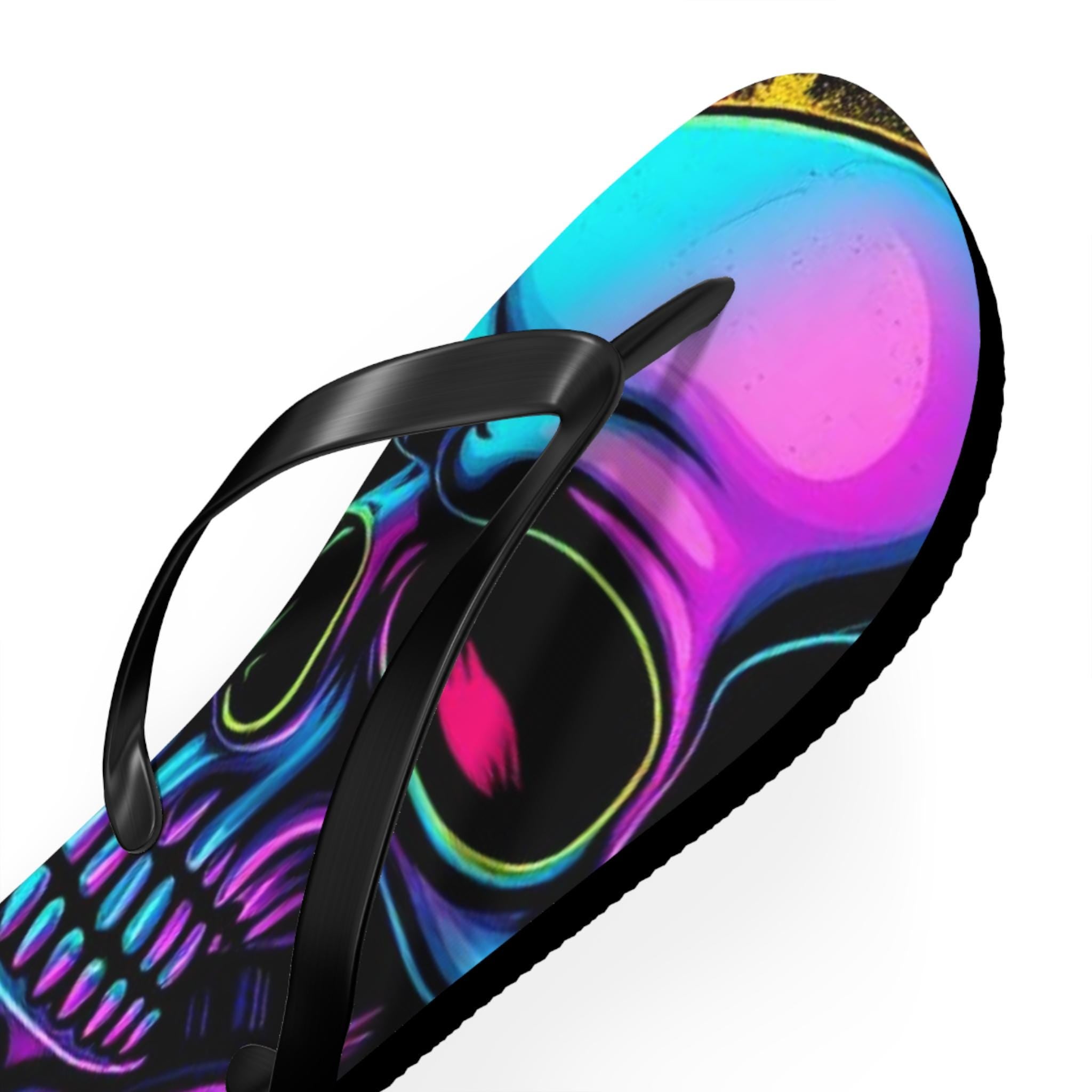 Neon Skull Flip Flops | Colorful Gothic Beach Sandals