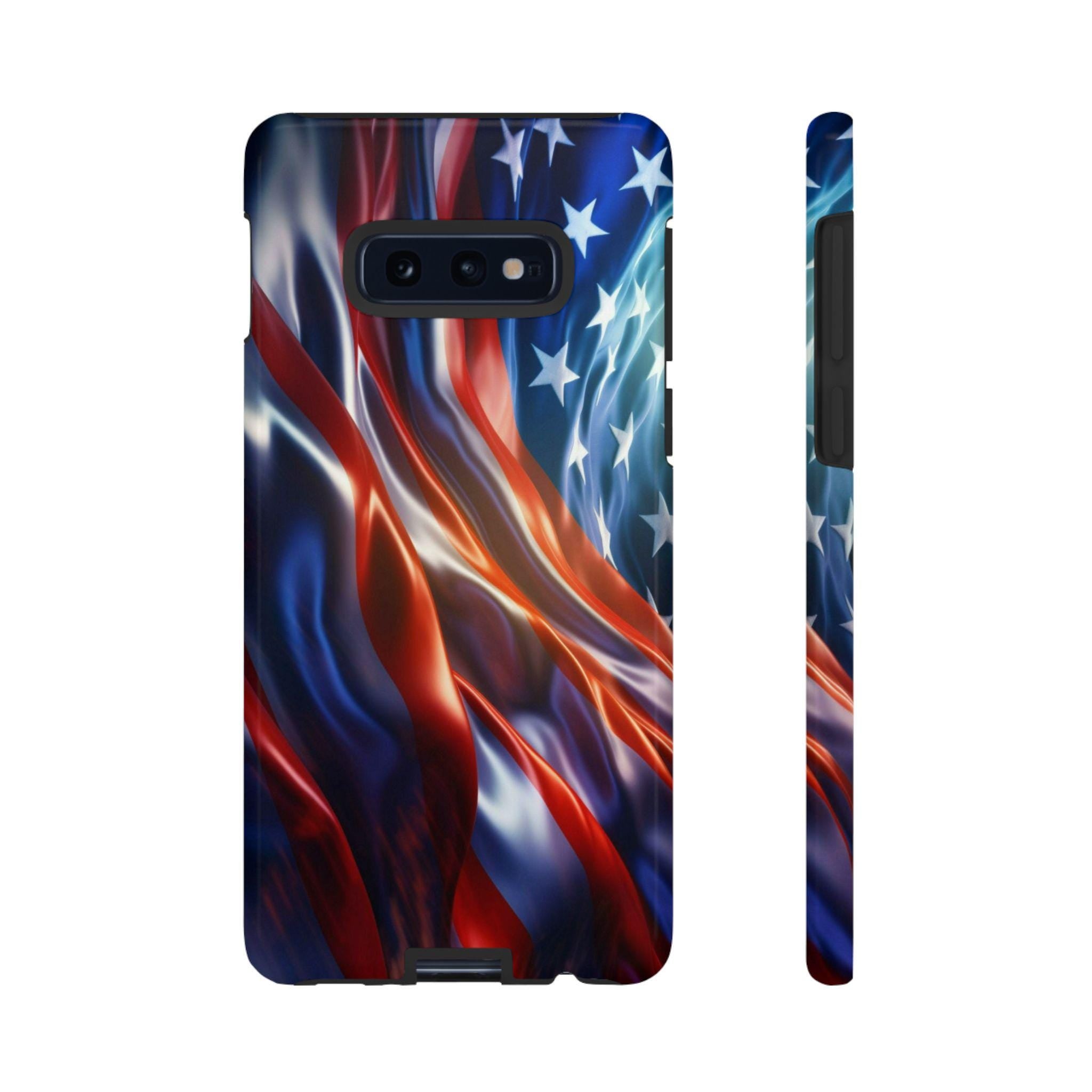 Wavy American Flag Phone Case | Dual-Layer Patriotic Stars Stripes Protection